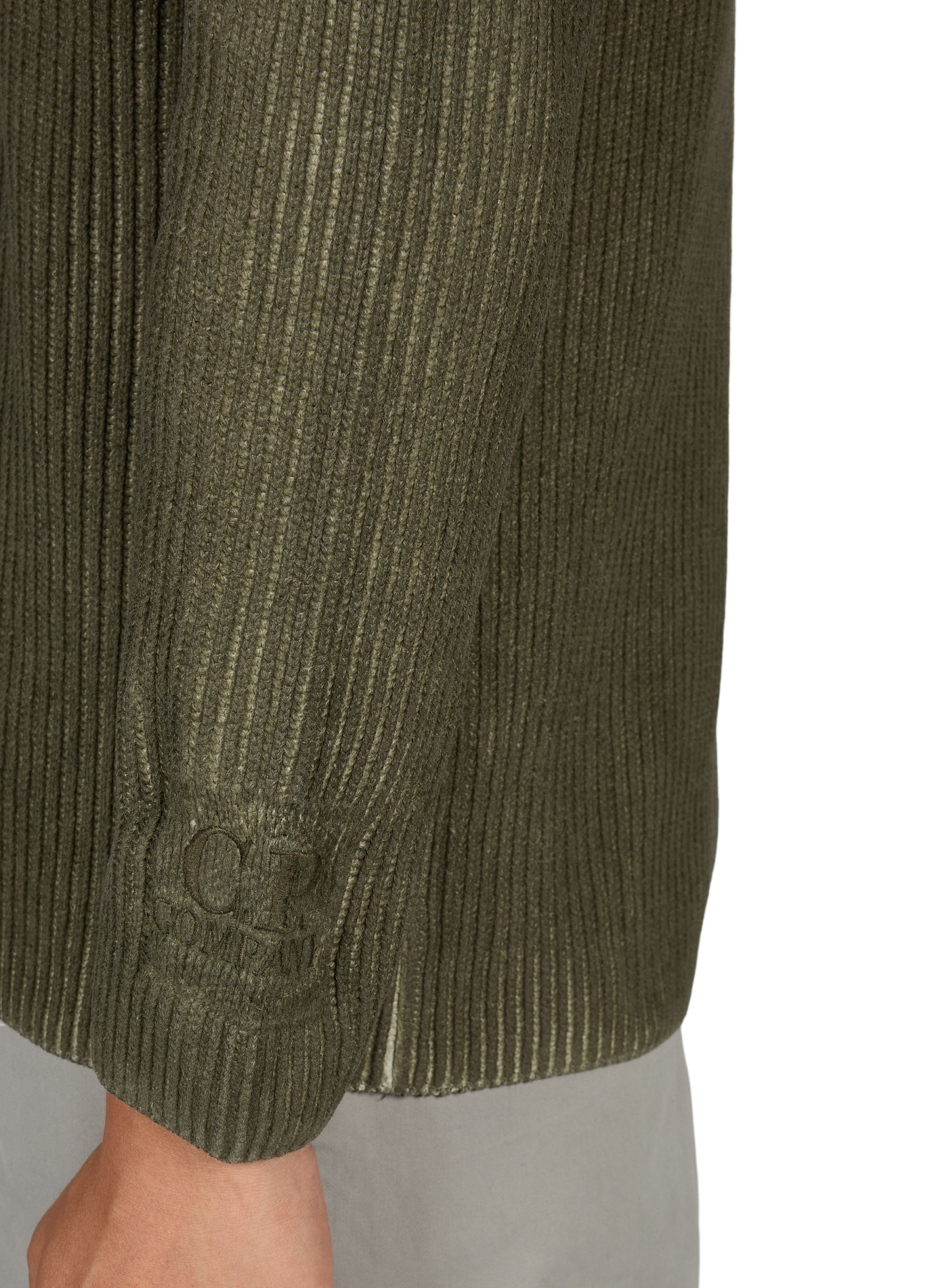 Rechte ronde hals trui van katoen CP COMPANY Kaki