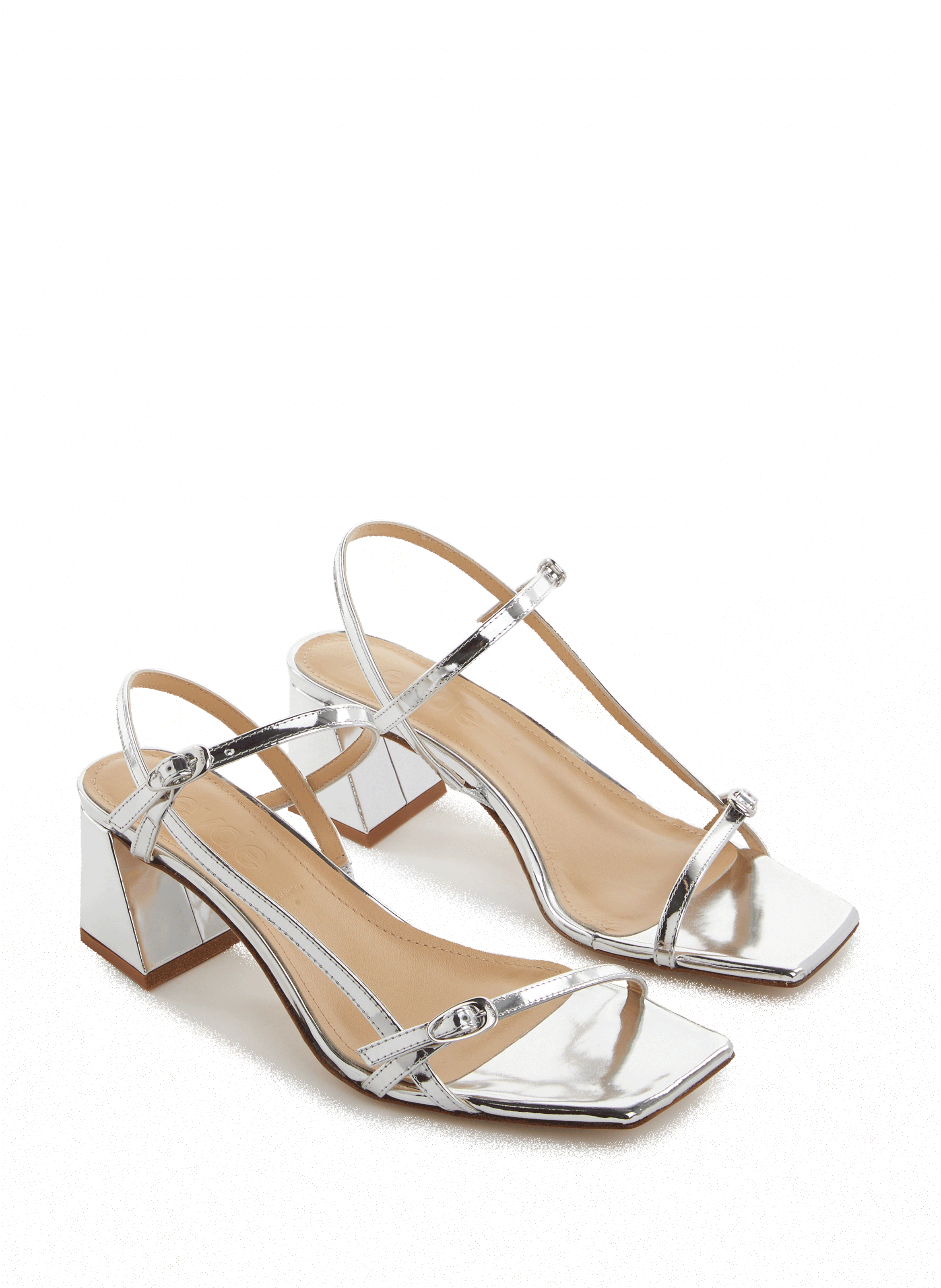 Sandales à talon Greta en cuir AEYDE Argent