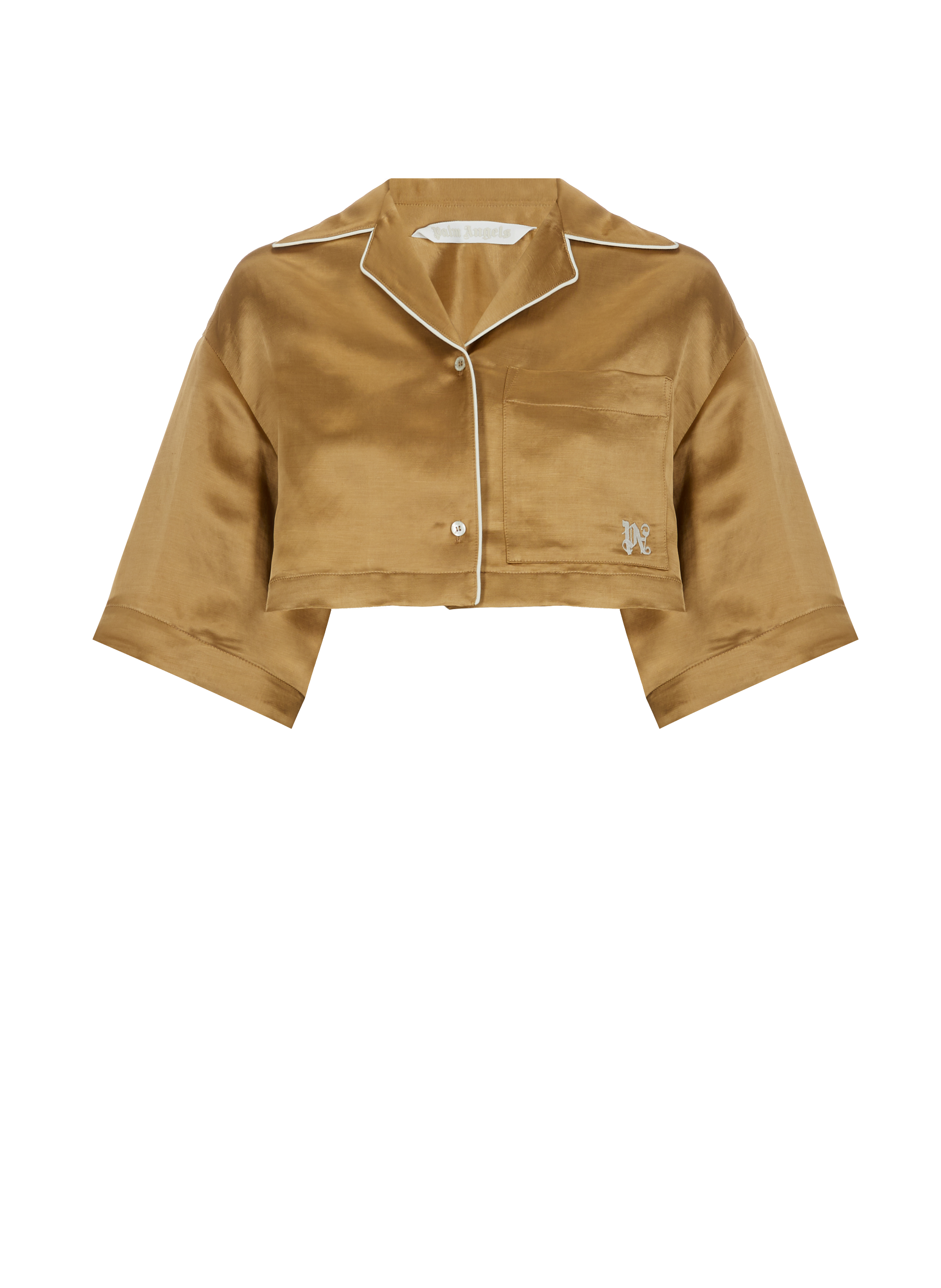 Chemise courte satinée PALM ANGELS Beige