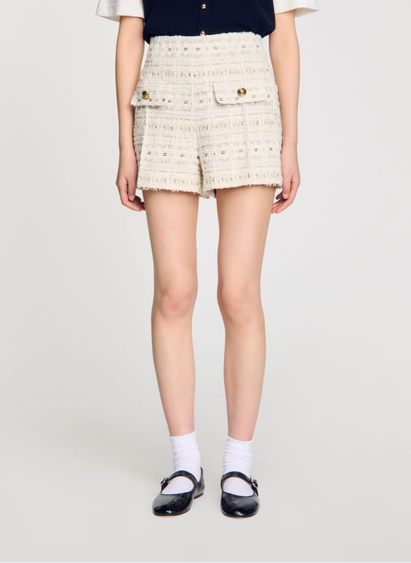Short droit en tweed Blanc by SANDRO SANDRO Short droit en tweed Blanc