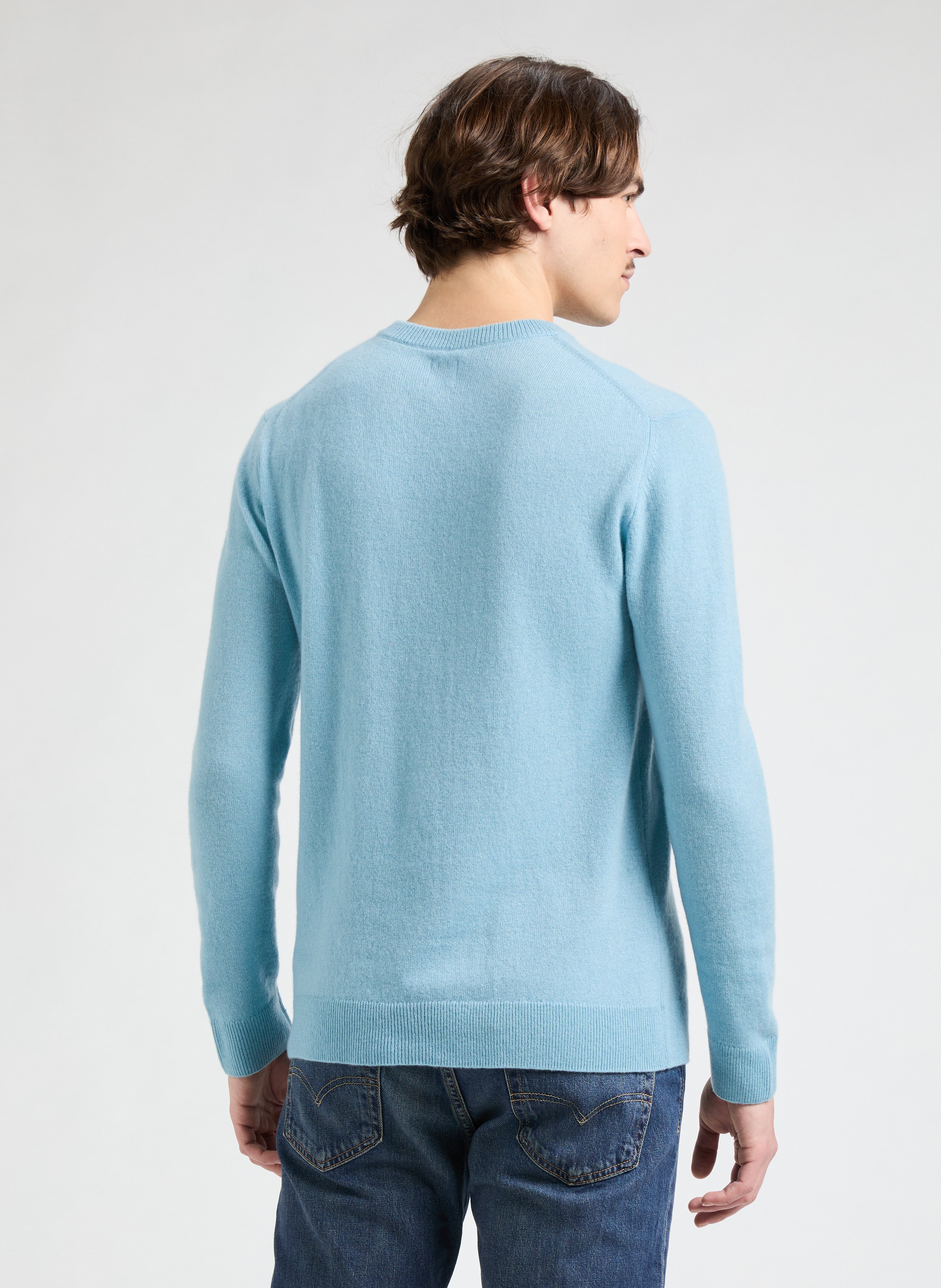 Pull col rond en cachemire AU PRINTEMPS PARIS Bleu