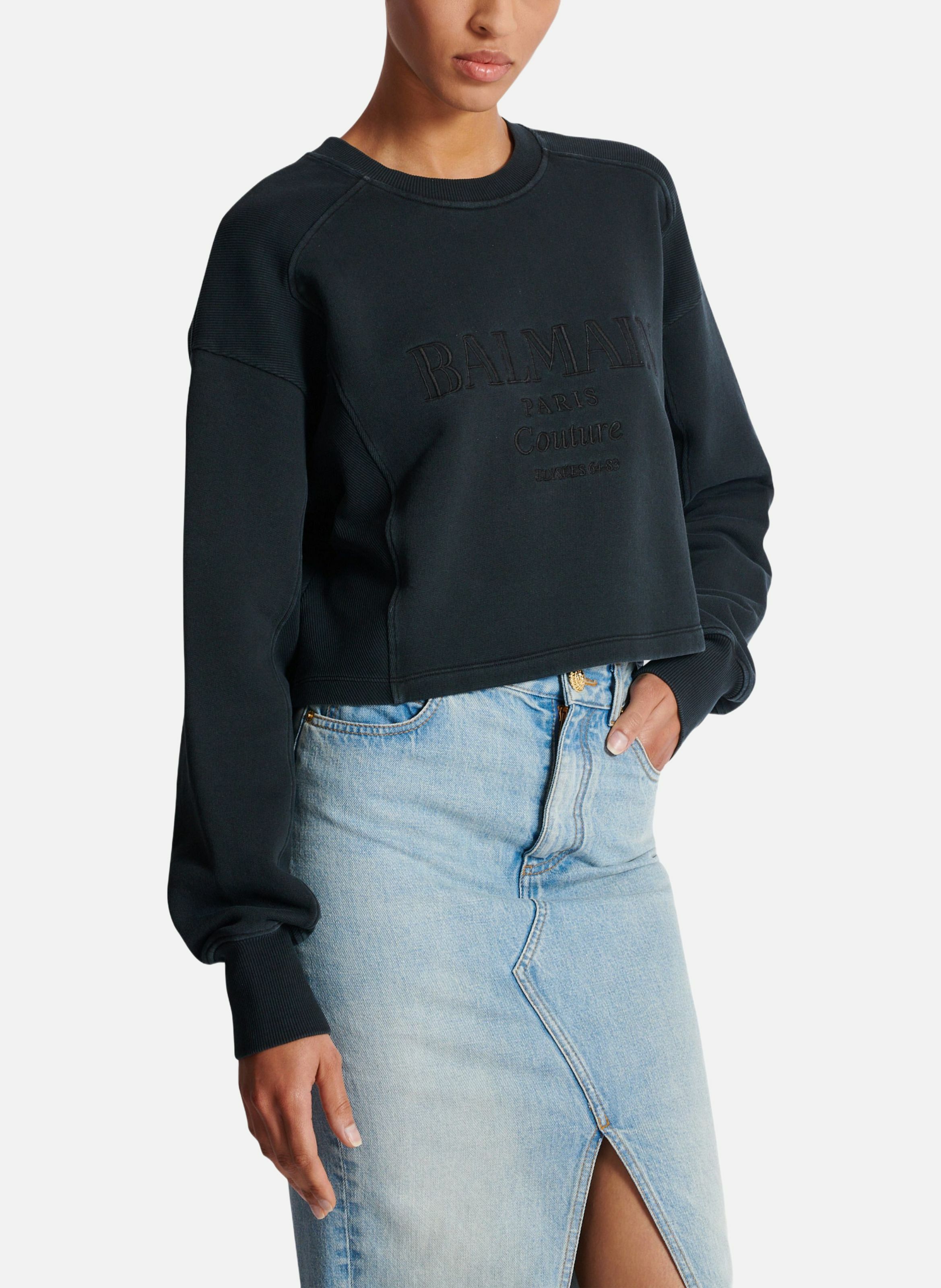 Sweatshirt brodé balmain couture BALMAIN Gris