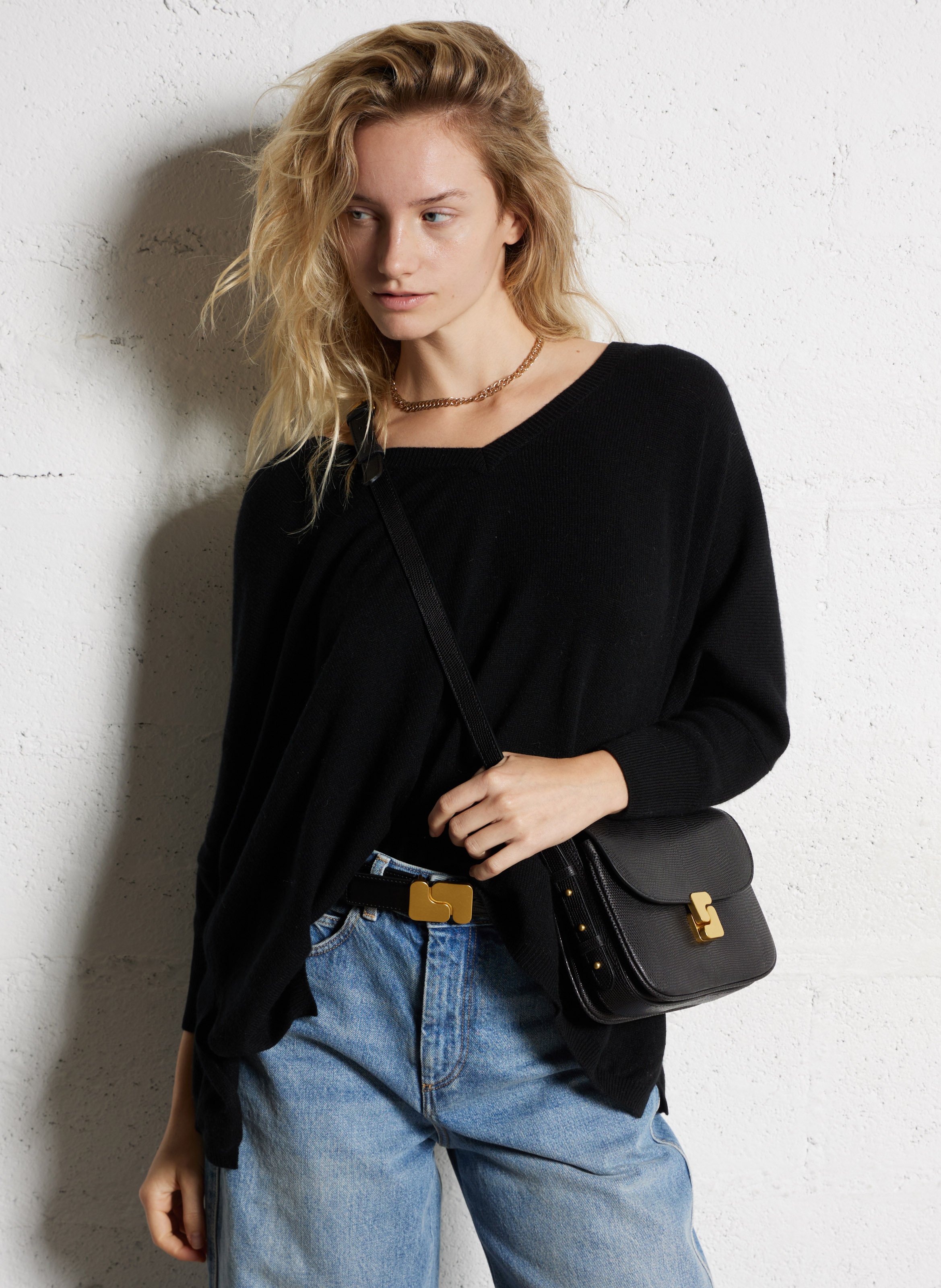 Sac bandoulière en cuir bellissima mini SOEUR Noir