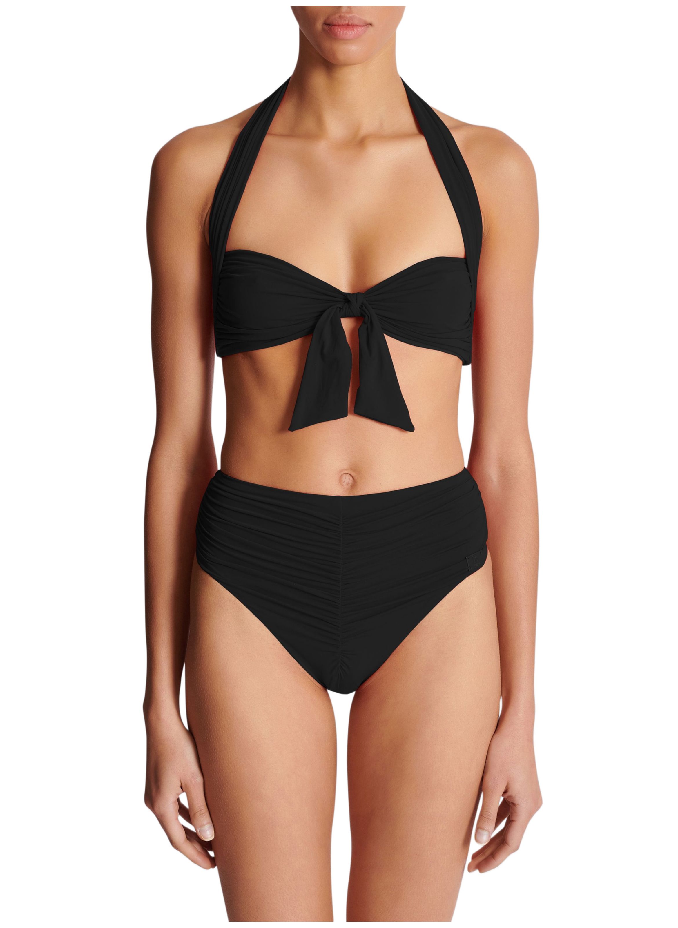 Maillot de bain deux pièces uni BALMAIN Noir