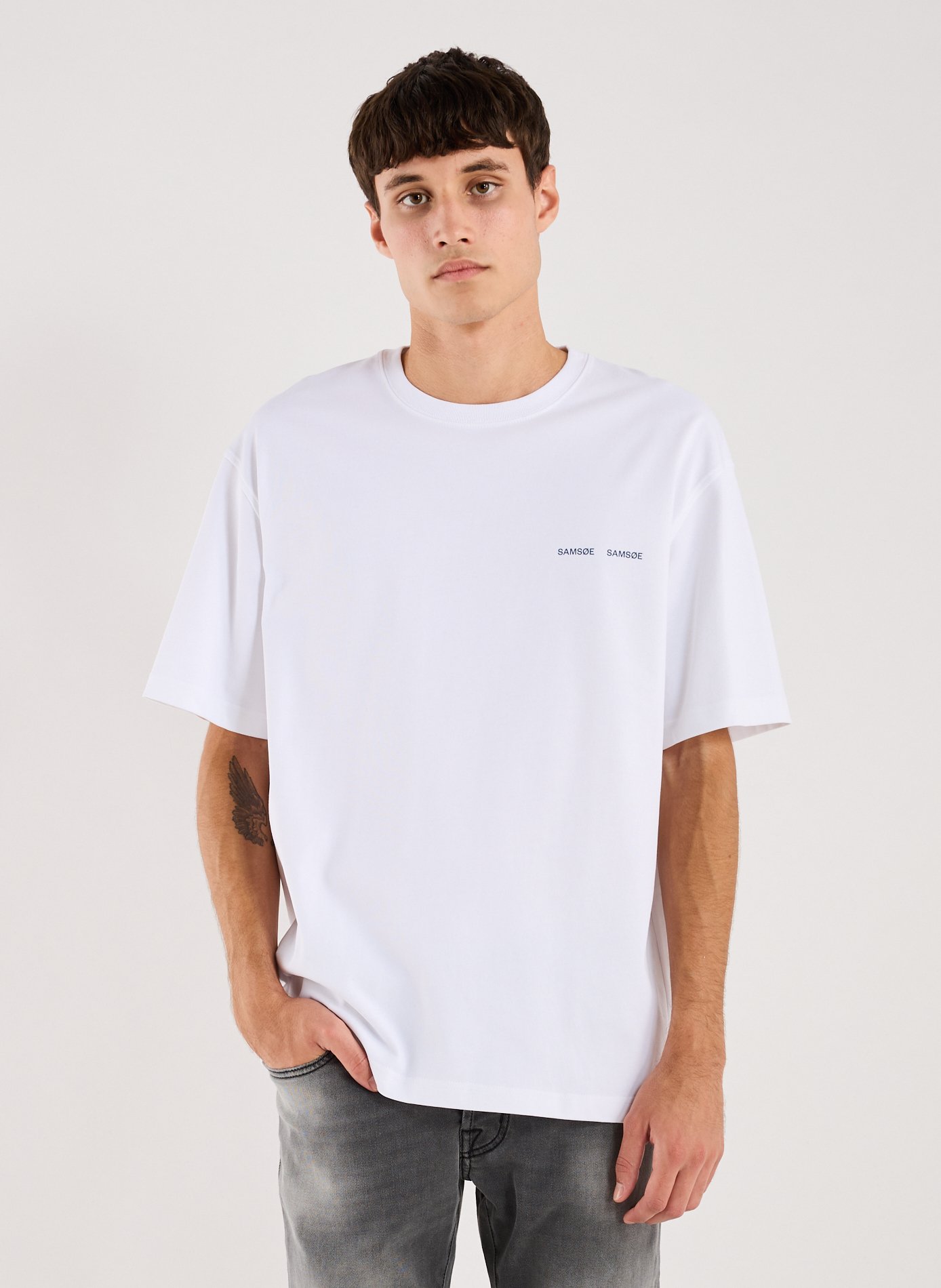 SAMSOE SAMSOE T-shirt imprimé en coton Blanc