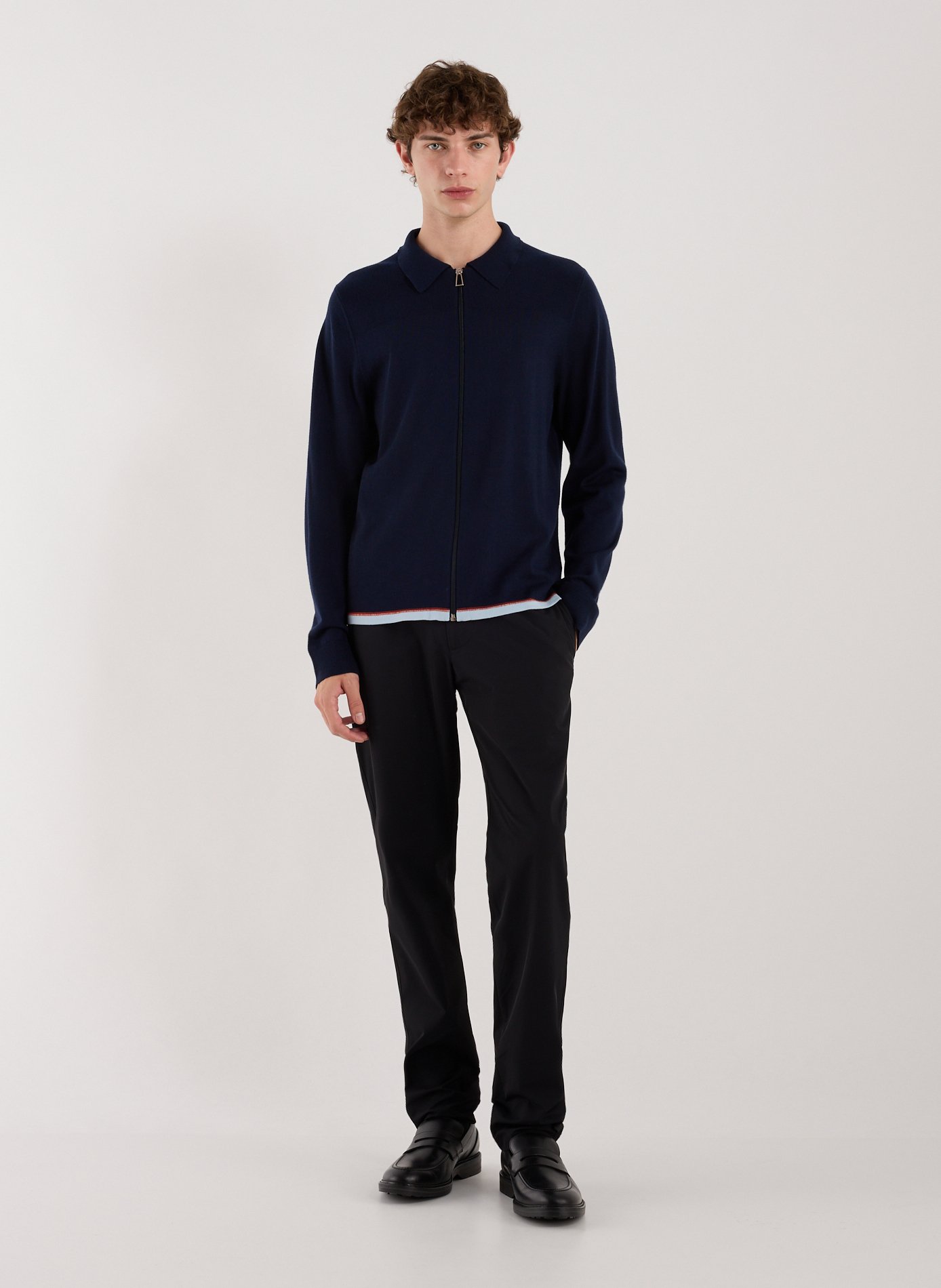 Gilet zippé en laine mérinos  PAUL SMITH Bleu