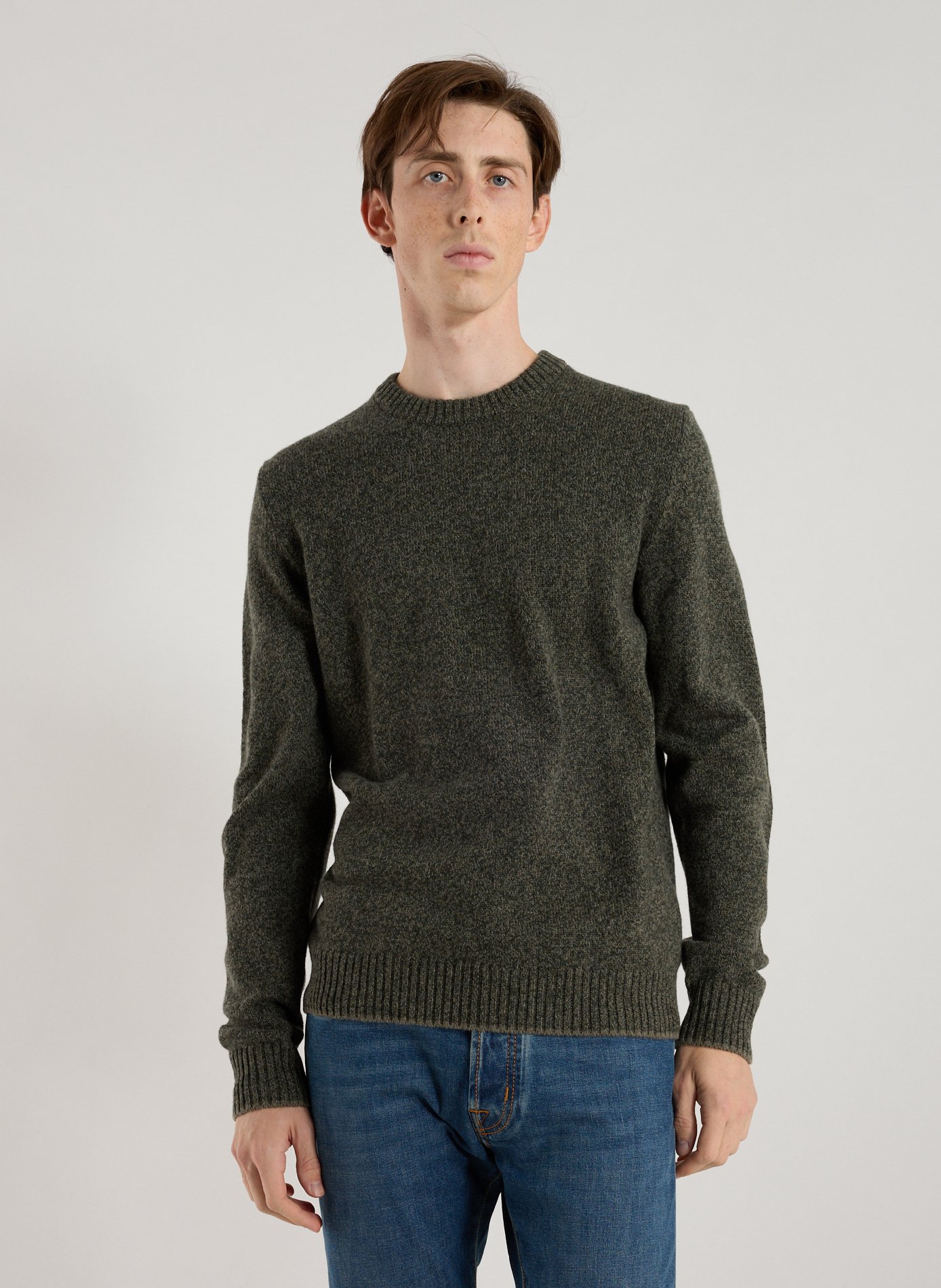 HACKETT Round neck straight fit merino wool sweater Green