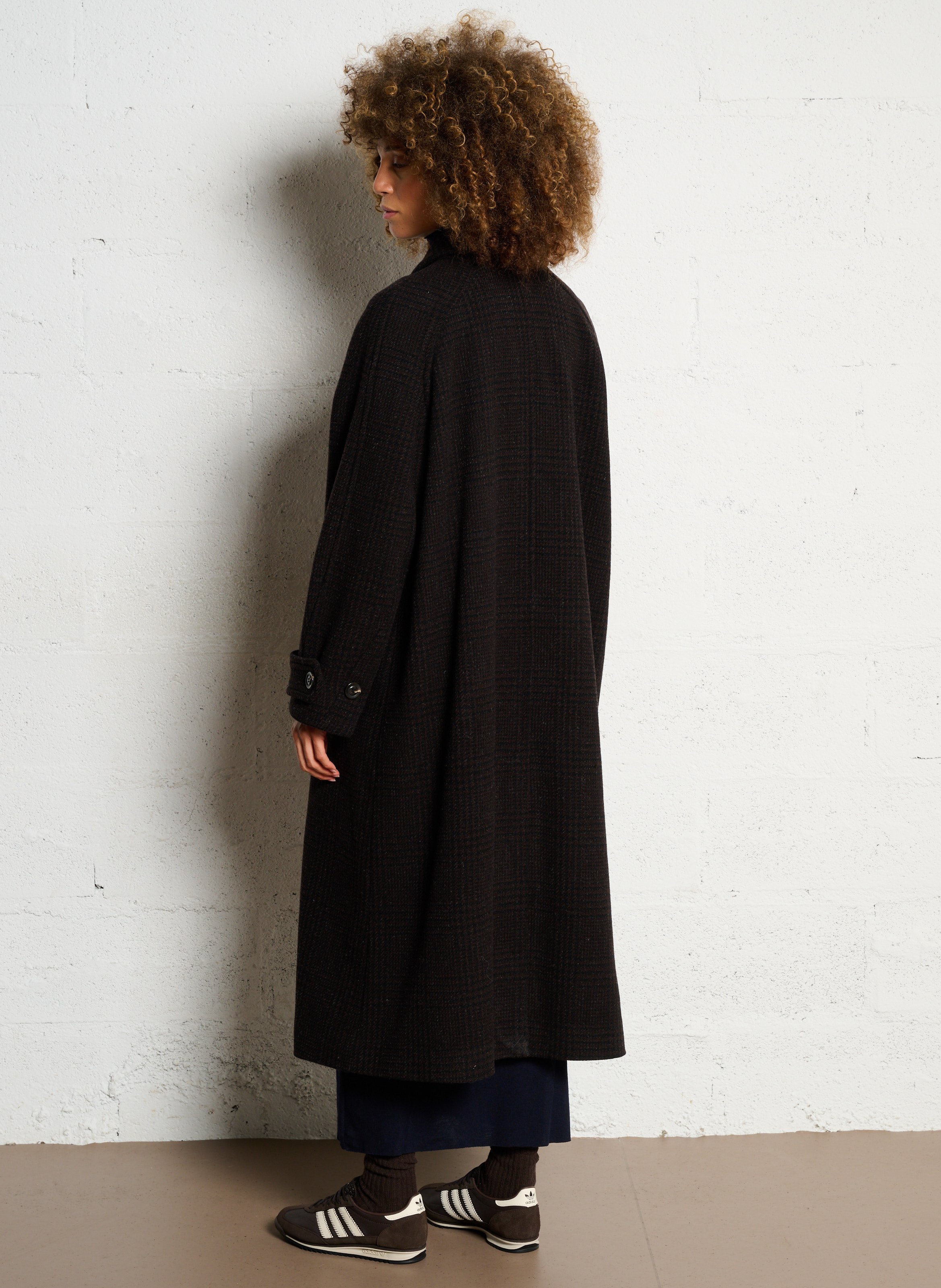 Manteau oversize en laine imprimé berlin SOEUR Marron