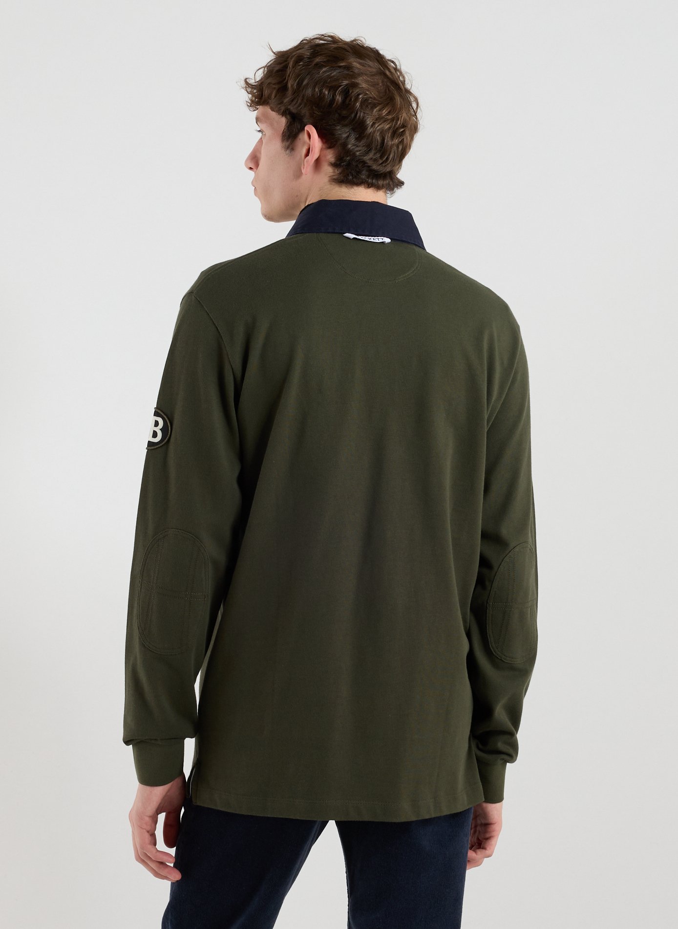Embroidered long-sleeve cotton polo HACKETT Green