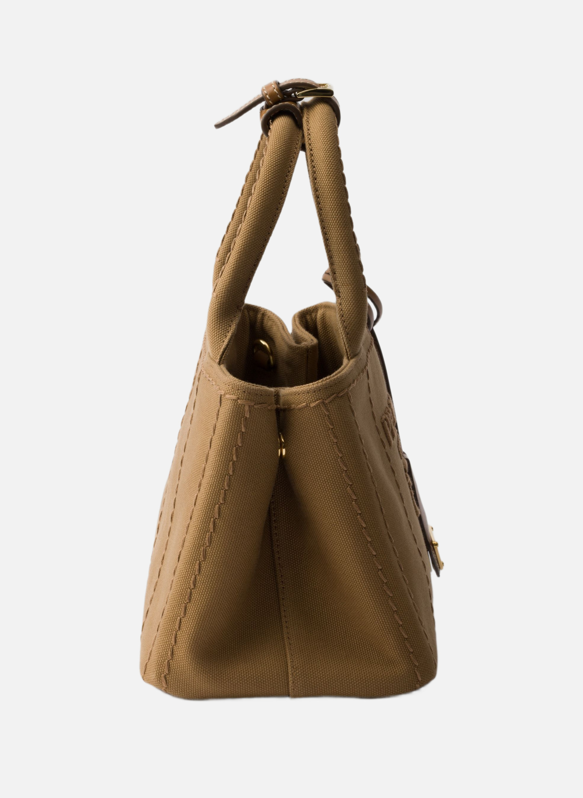 Mini sac à main prada jardinière en toile de coton PRADA Marron