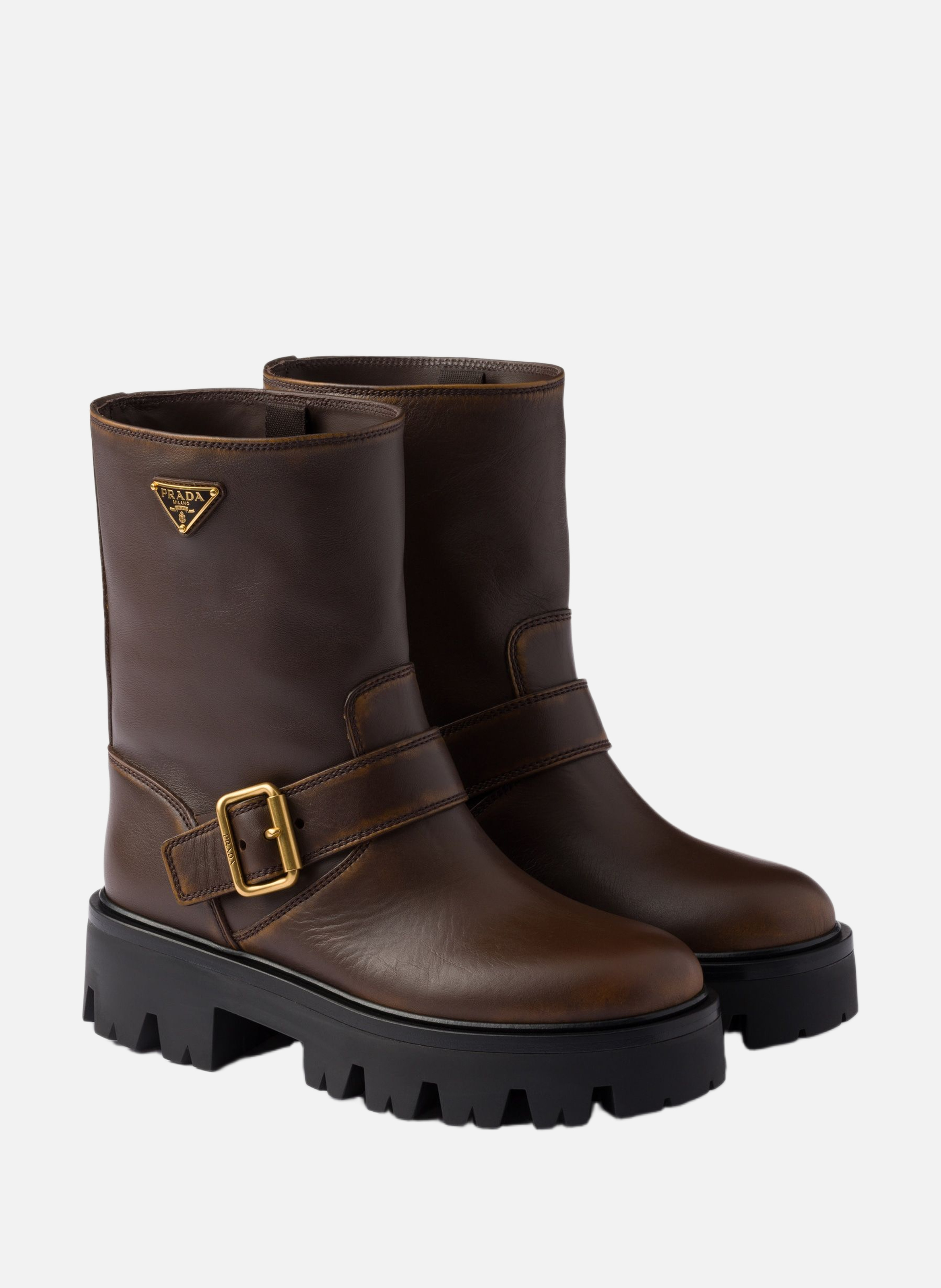 Bottines en cuir PRADA Marron