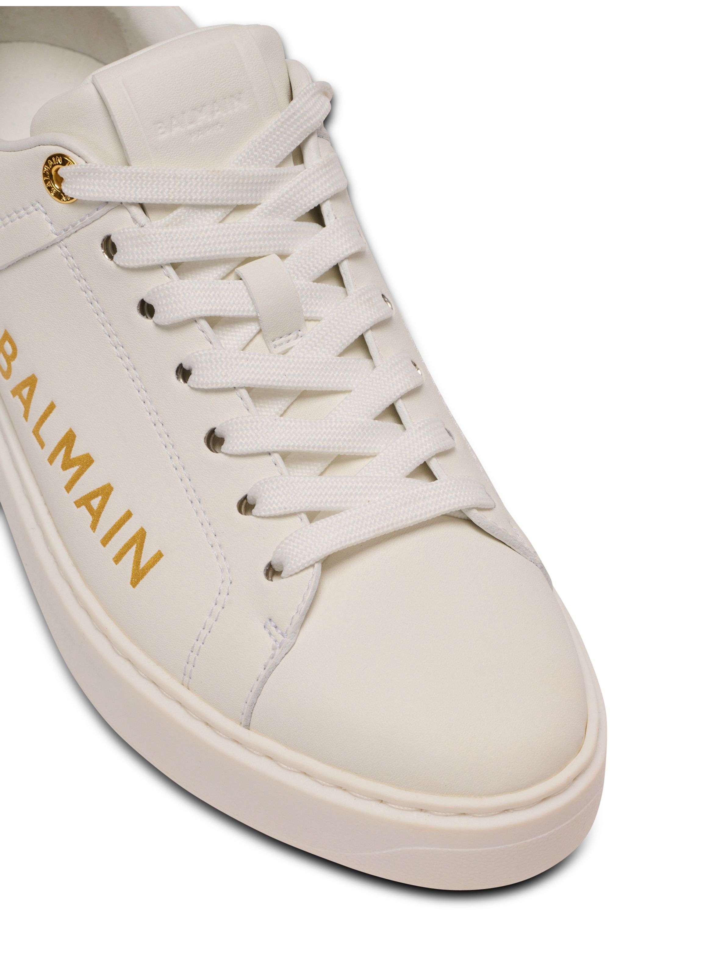 Baskets b-court en cuir de veau à imprimé BALMAIN Blanc