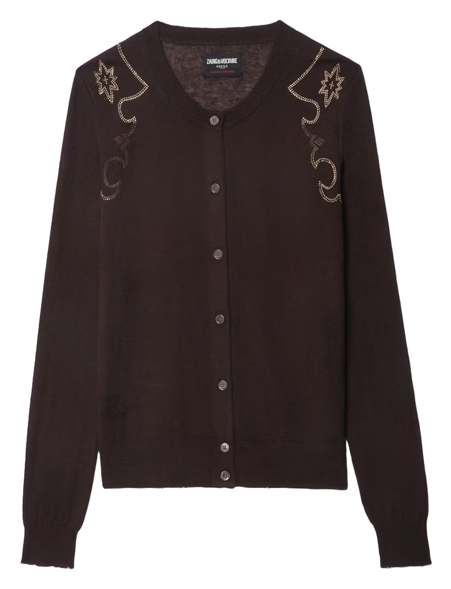 Cardigan boutonné avec strass en cachemire missya ZADIG&VOLTAIRE Marron