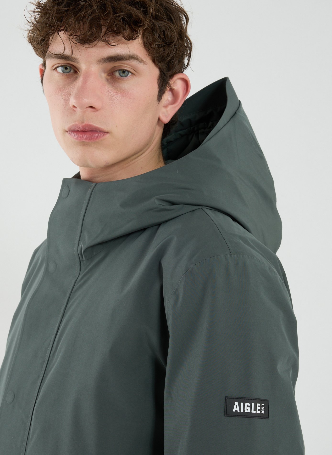 Parka mi-longue  droite MTD avec capuche AIGLE Gris
