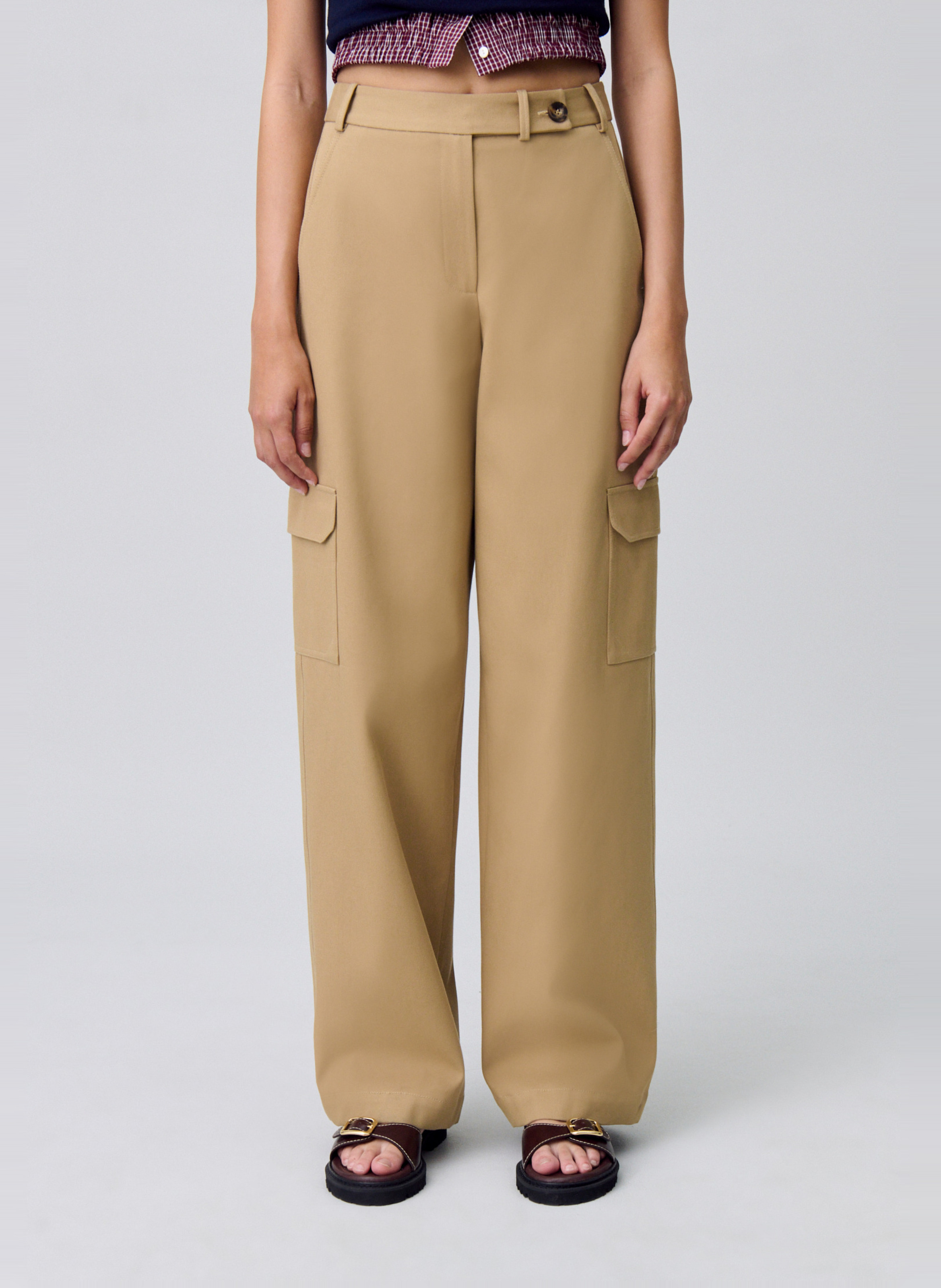 Pantalon large en coton CLAUDIE PIERLOT Beige