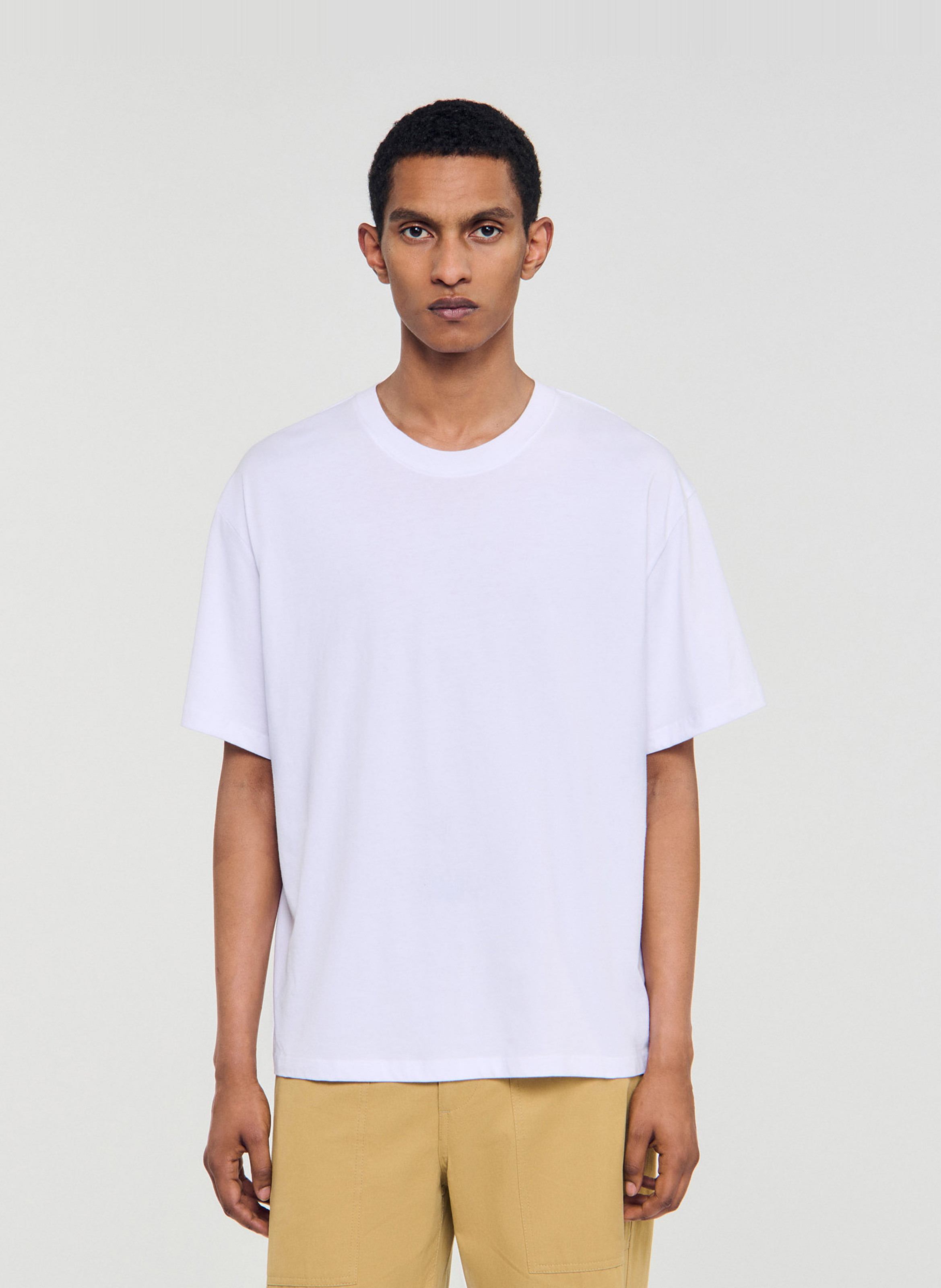 Tee-shirt oversize col rond en coton SANDRO Blanc