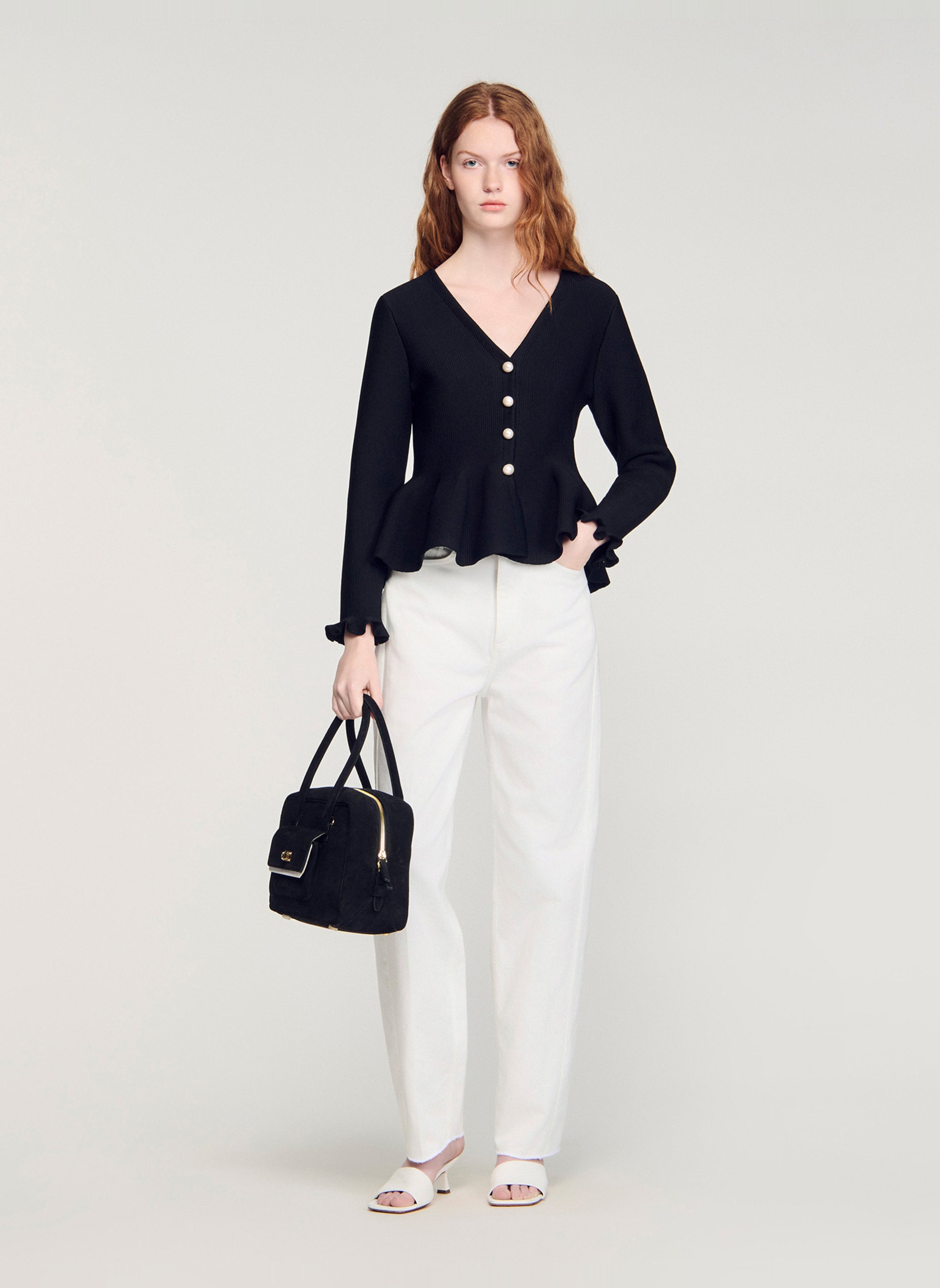 Cardigan col v SANDRO Noir