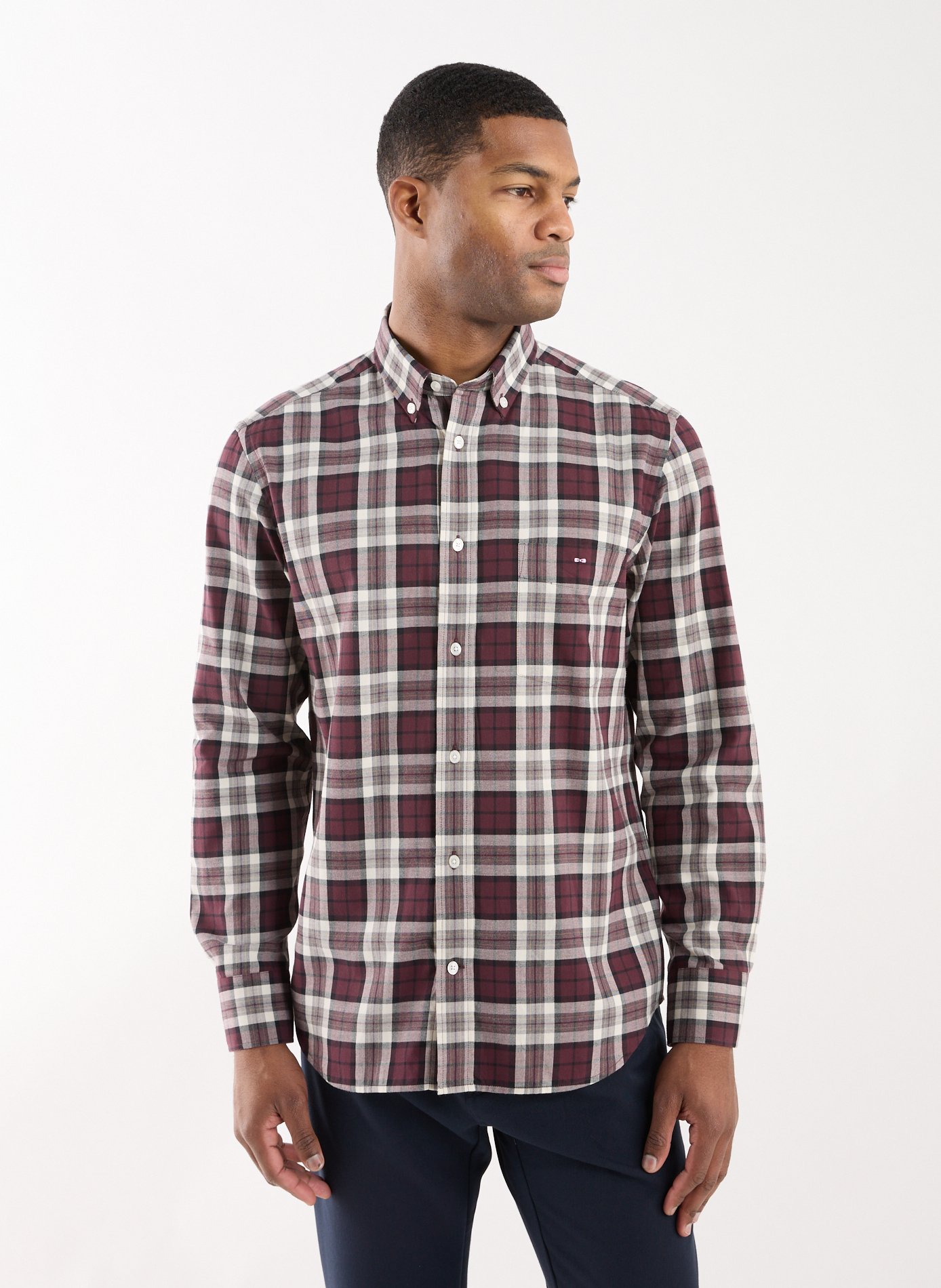 Straight cotton check shirt EDEN PARK Red