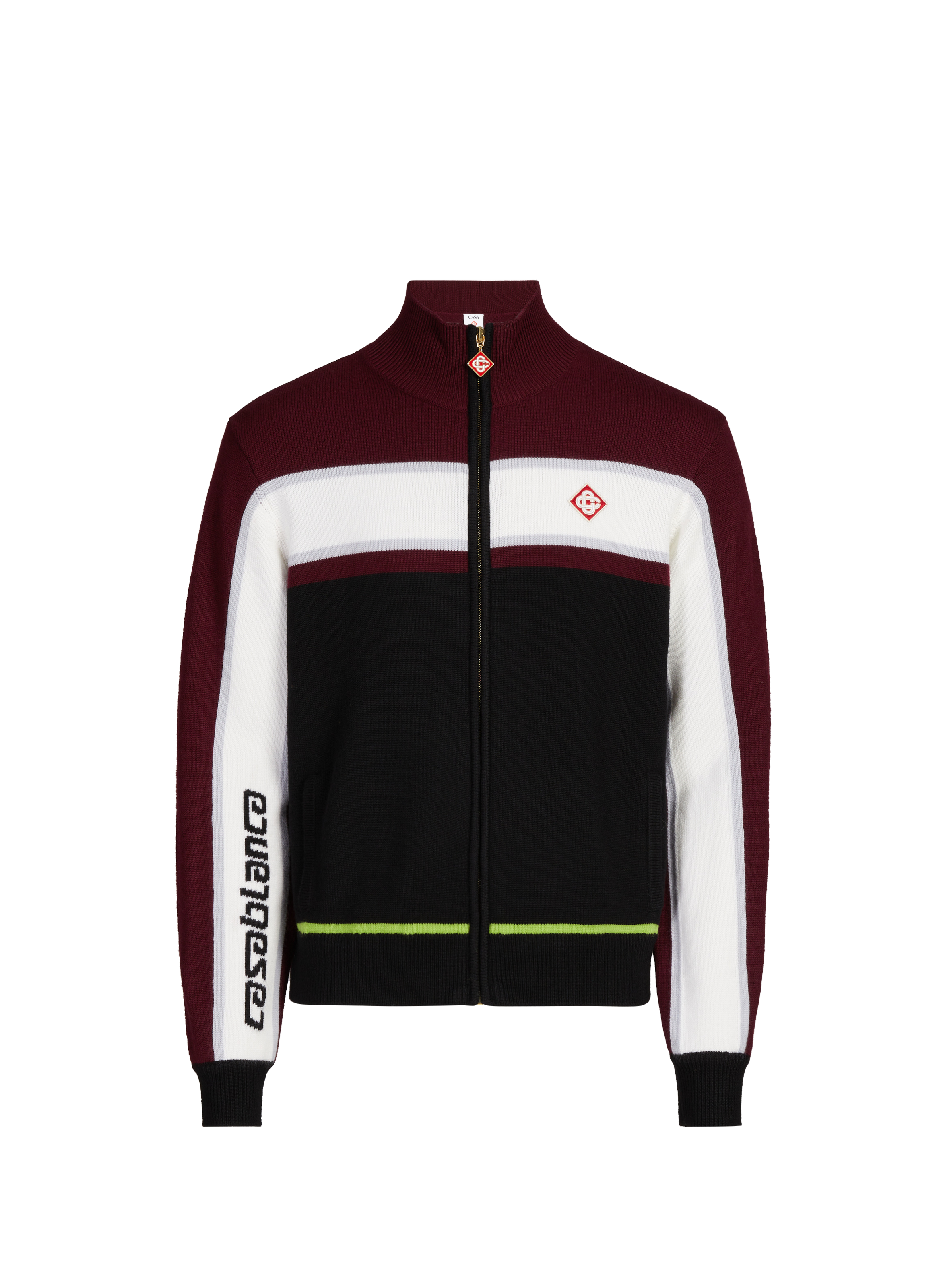 Veste zippée à col montant en laine mérinos CASABLANCA PARIS Noir