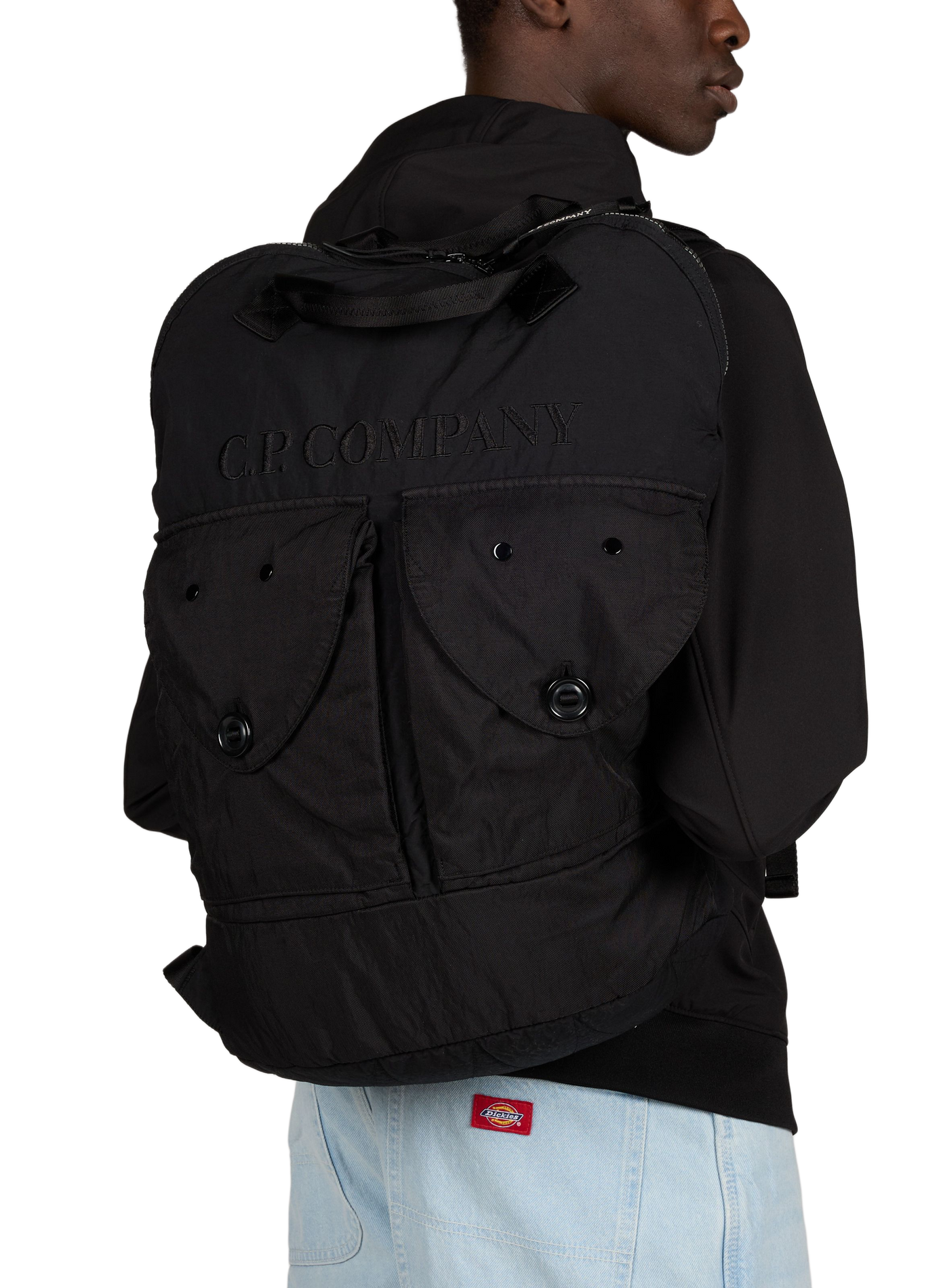 Embroidered brand backpack CP COMPANY Black