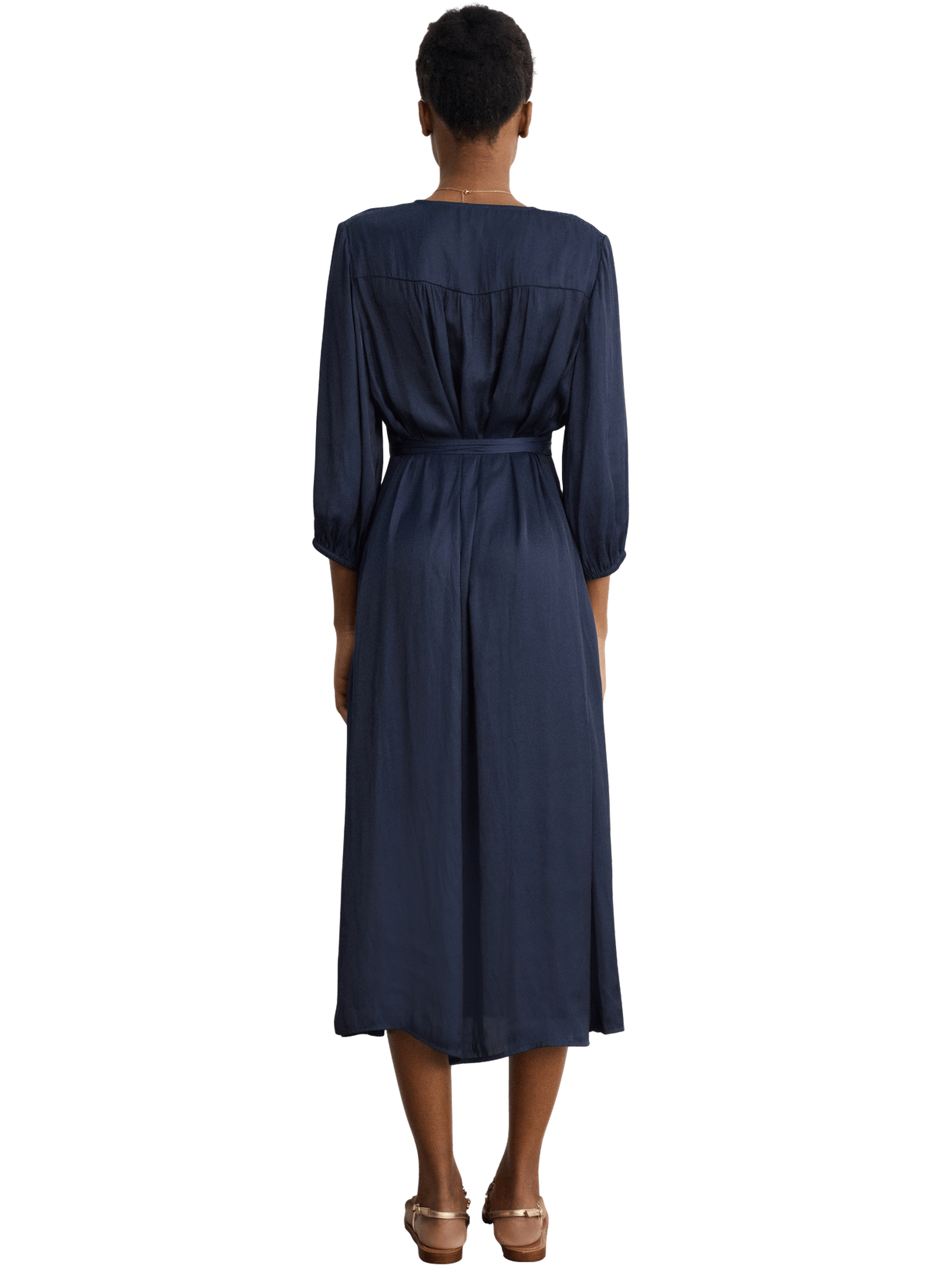 Robe en satin au décolleté croisé - aliaa PABLO Bleu