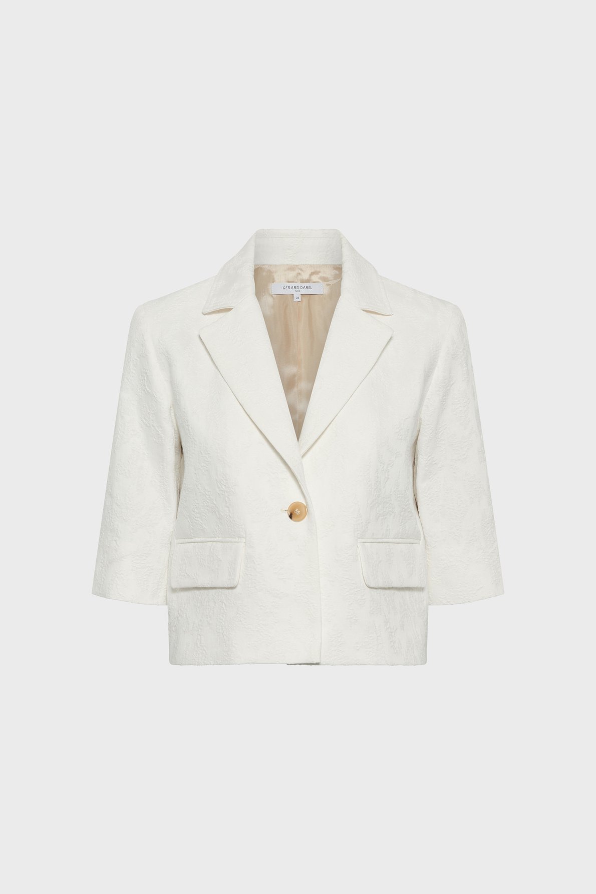 Veste de tailleur courte en jacquard- tracy GERARD DAREL Blanc