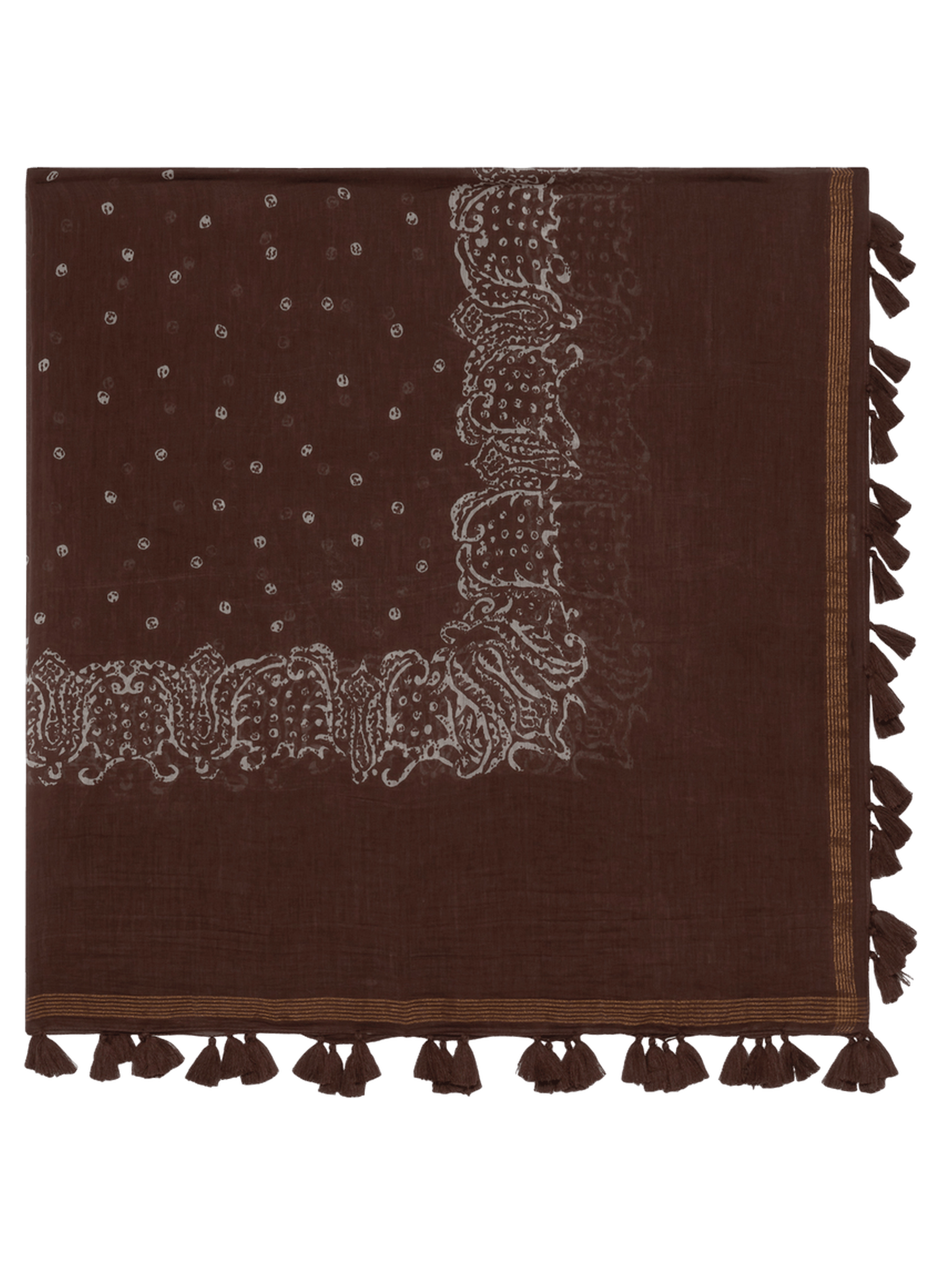 Carré imprimé en coton et soie - donia GERARD DAREL Marron