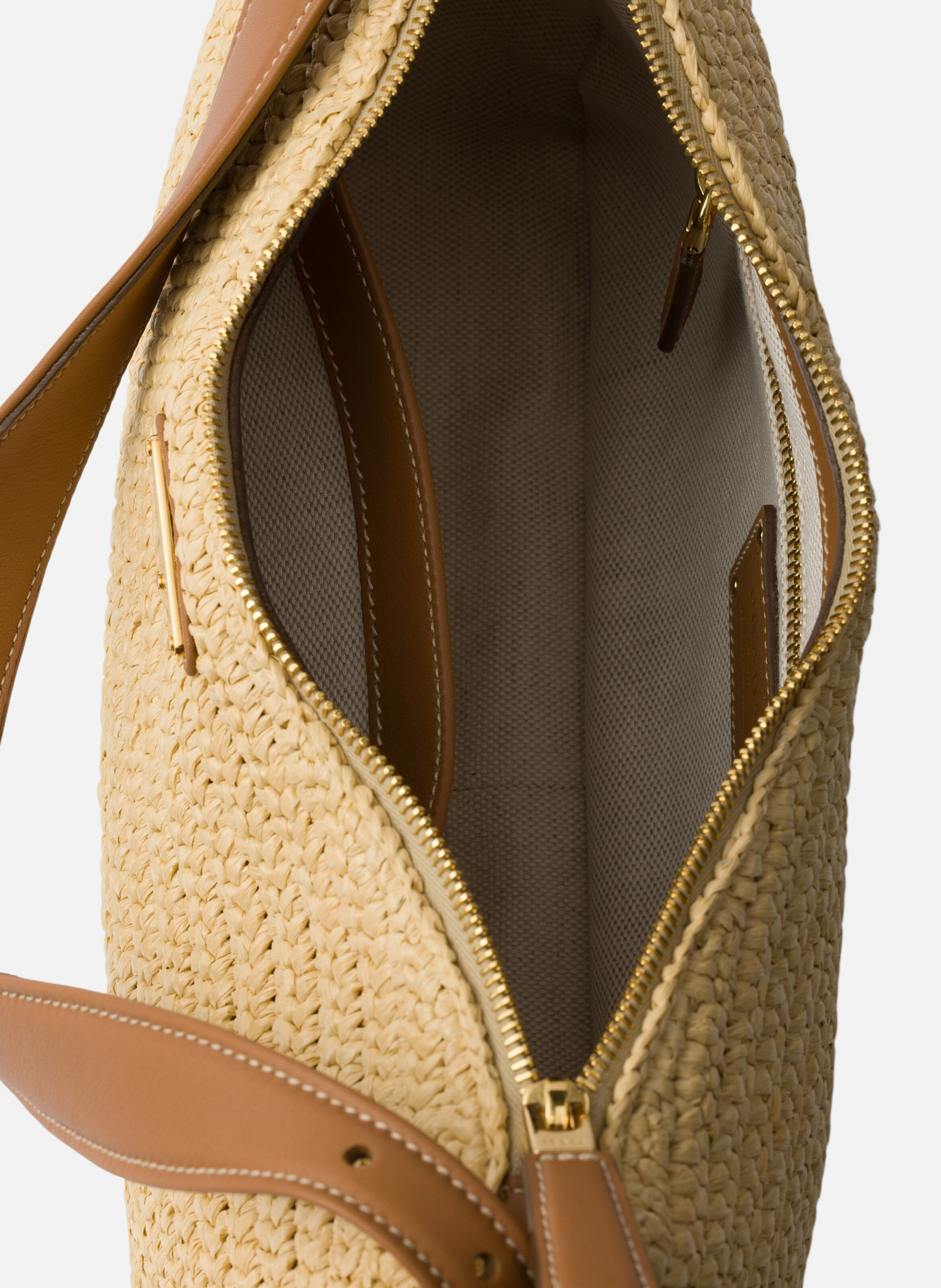 Grand sac prada aimée en crochet et cuir PRADA Beige