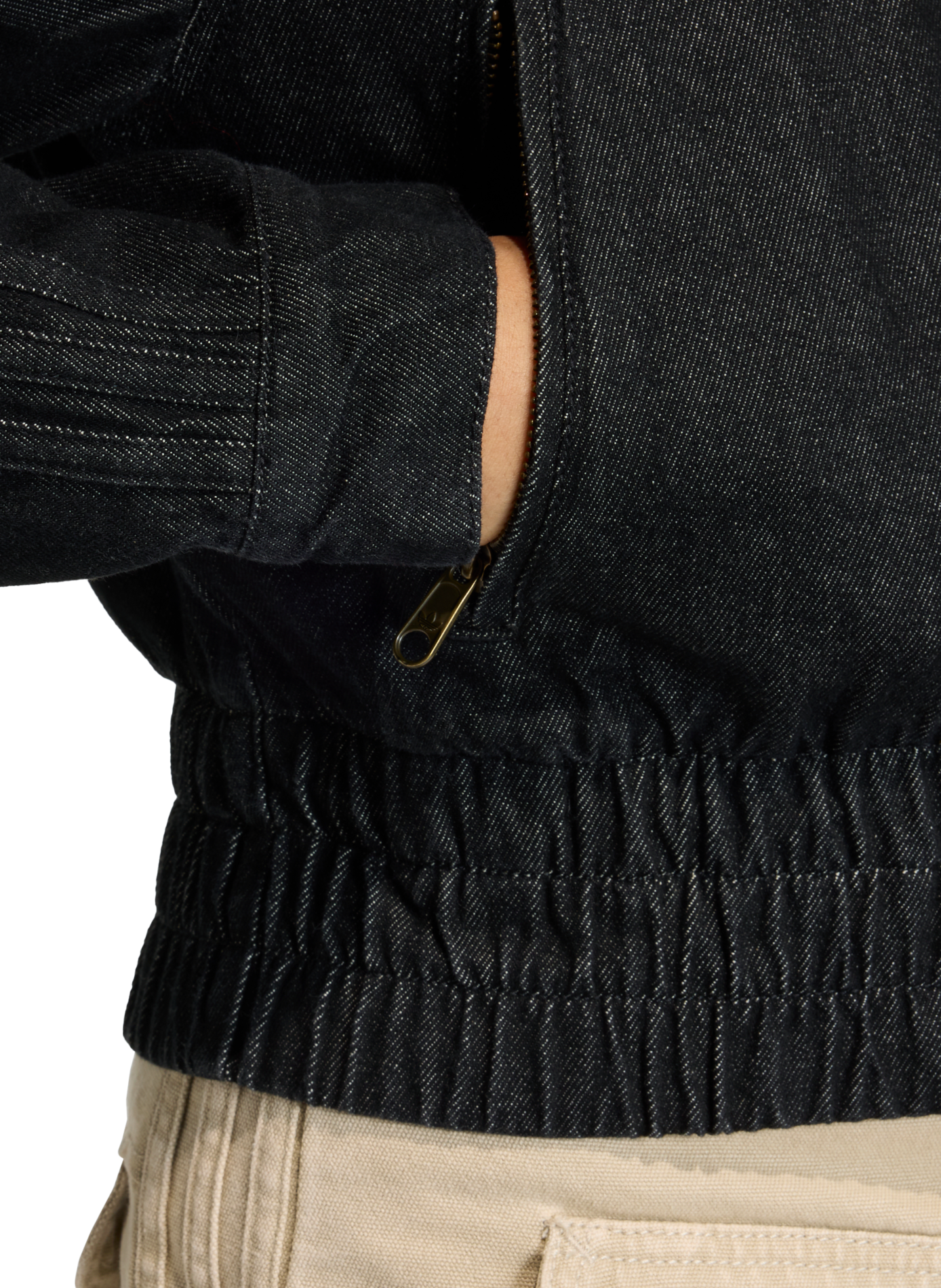 Veste de survêtement en denim de coton ADIDAS Noir