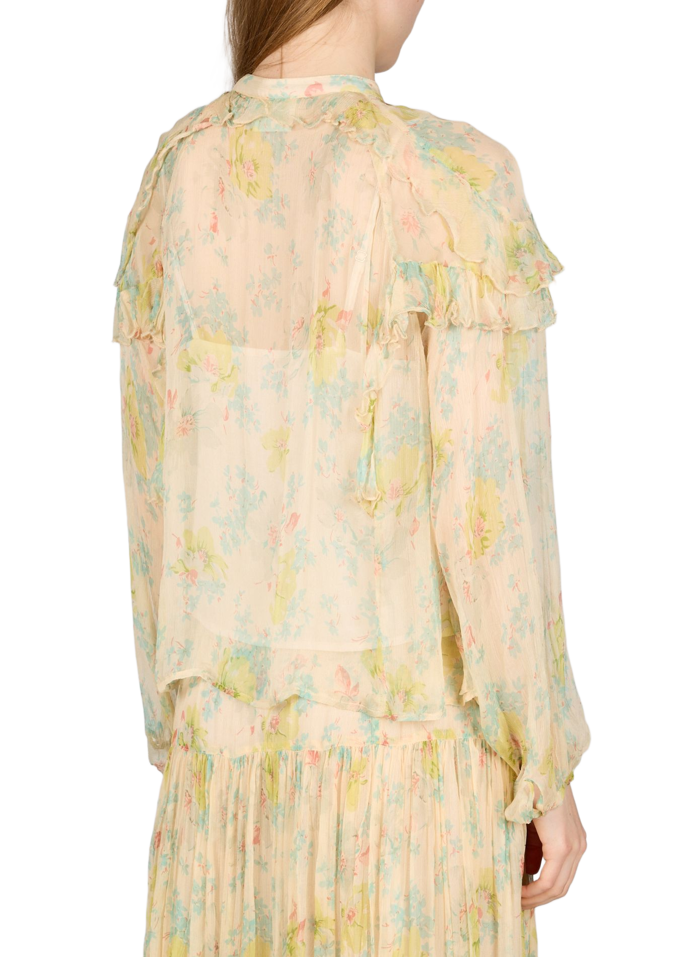 Floral Diane blouse with strappy under top. PETITE MENDIGOTE Multicolour