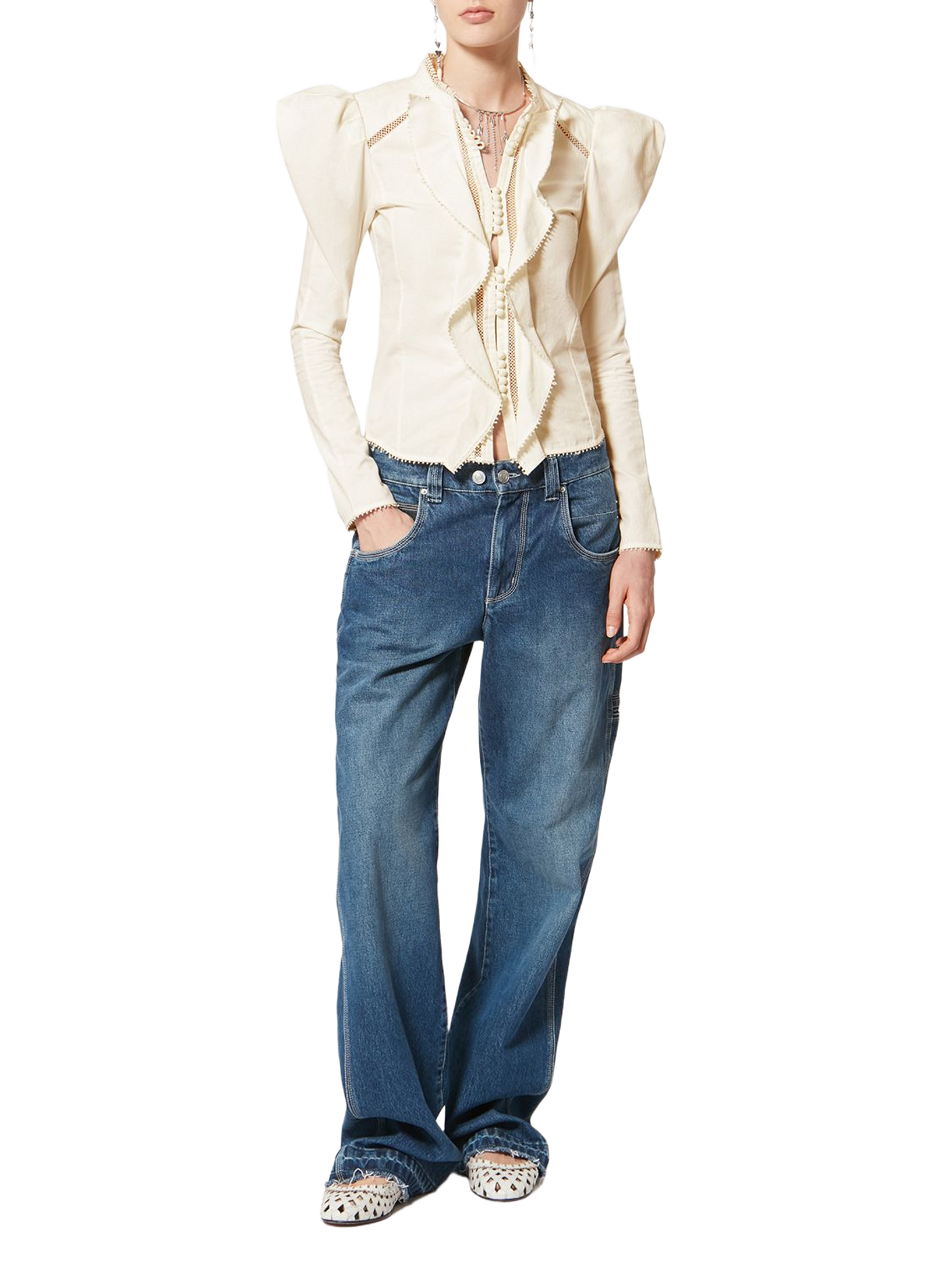 Calina ruffled cotton shirt. ISABEL MARANT White