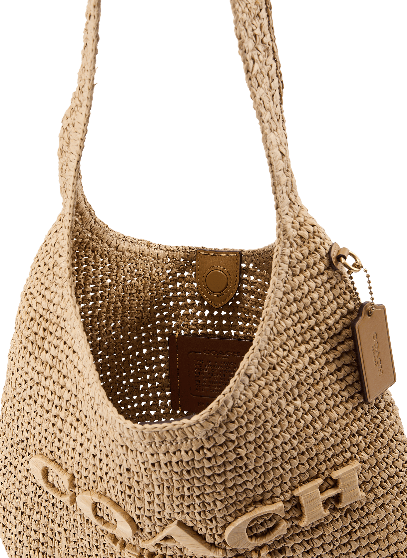 Sac épaule en paille COACH Beige
