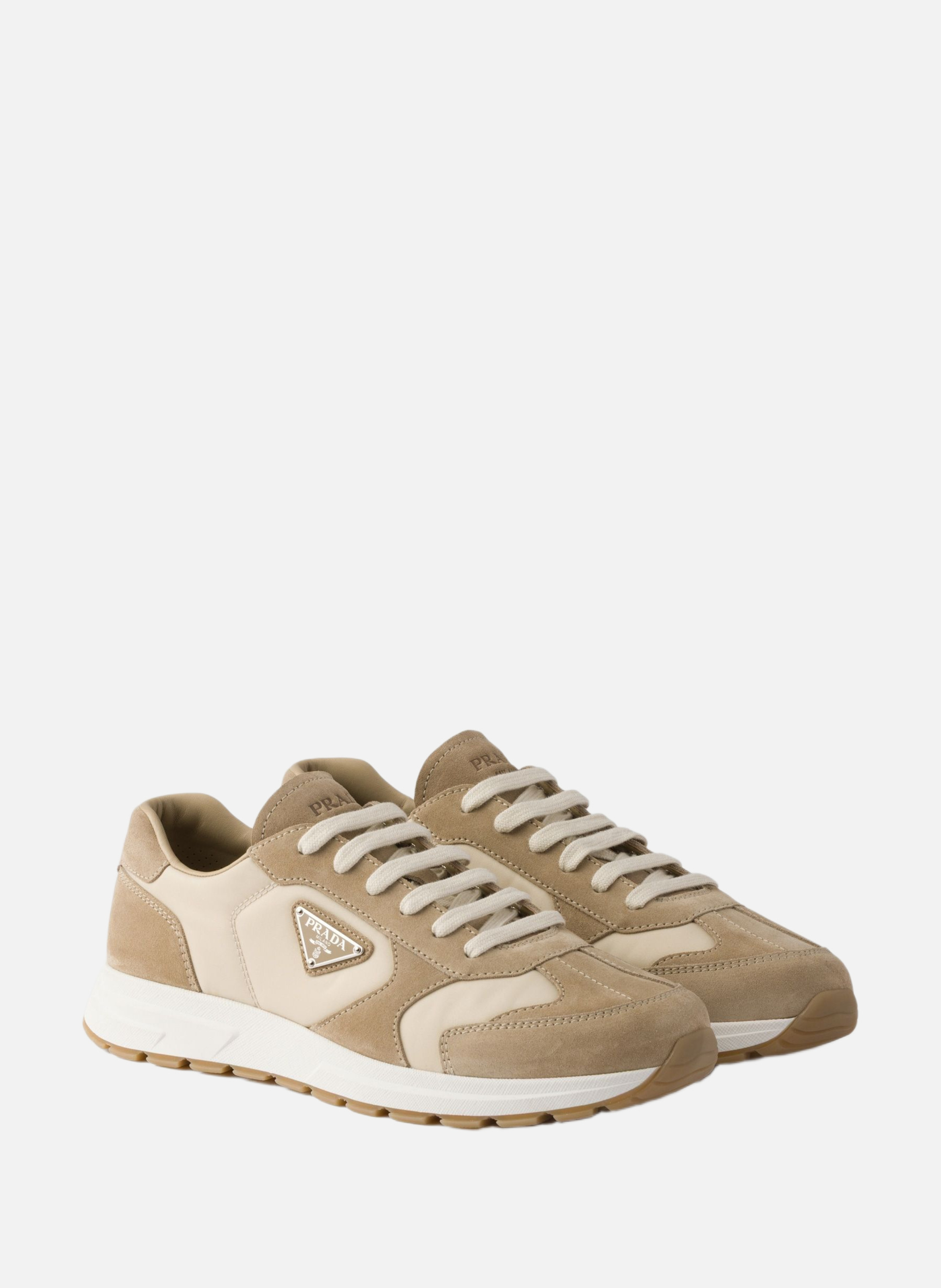 Sneakers prax en daim et re-nylon PRADA Beige