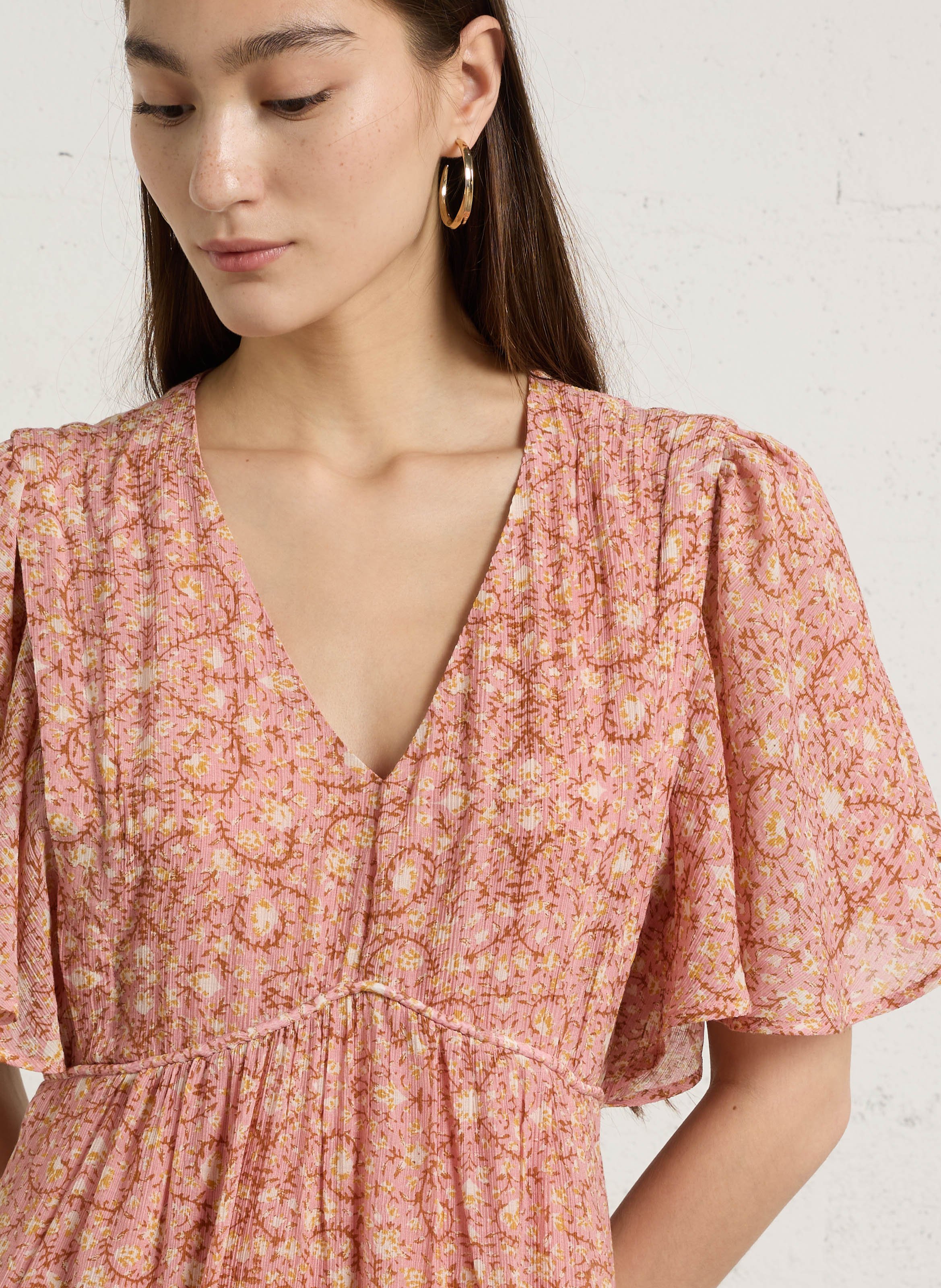 Robe longue col v blooma MAISON 123 Rose