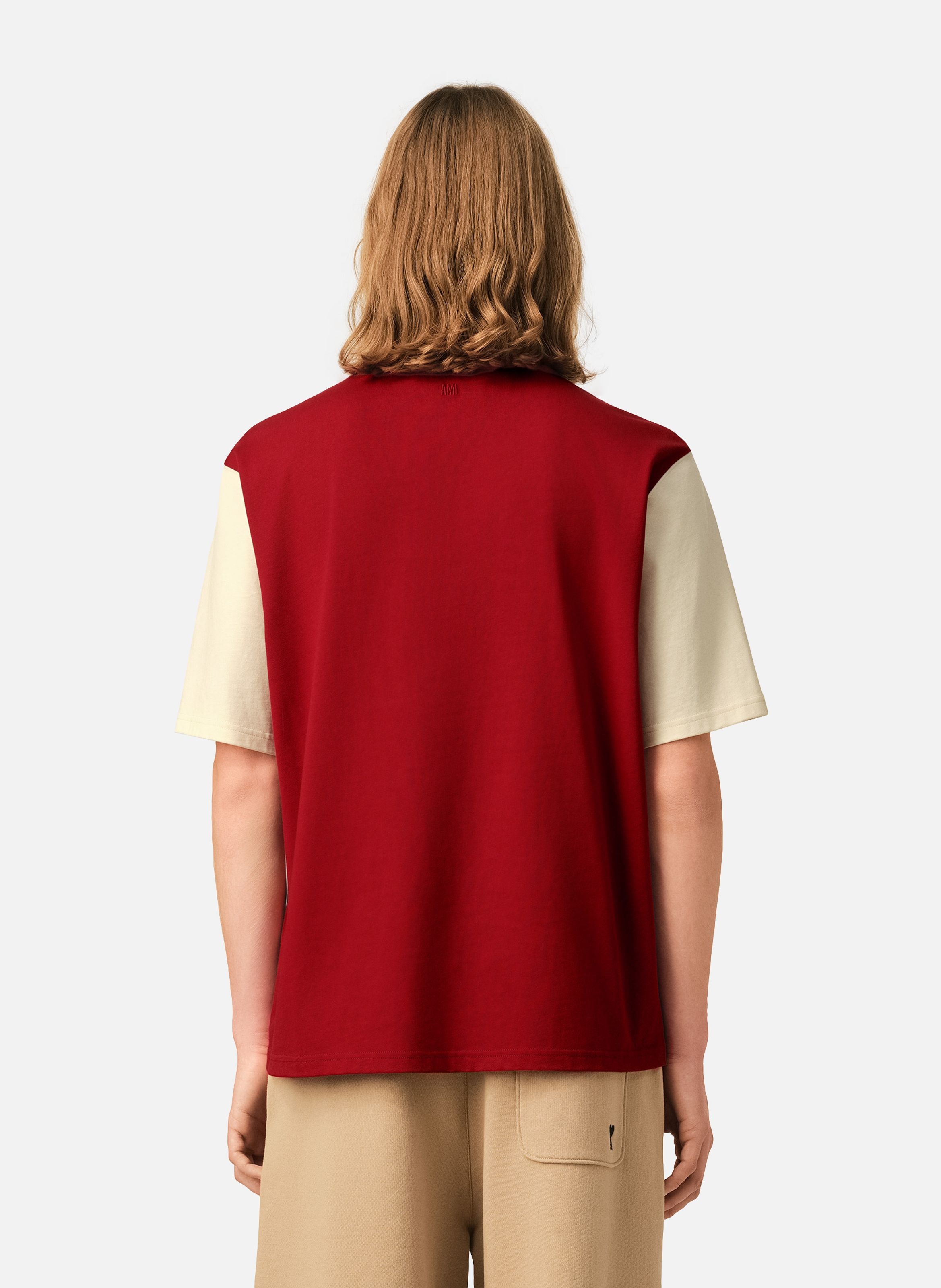 T-shirt unisexe en coton broderie ami paris AMI PARIS Rouge