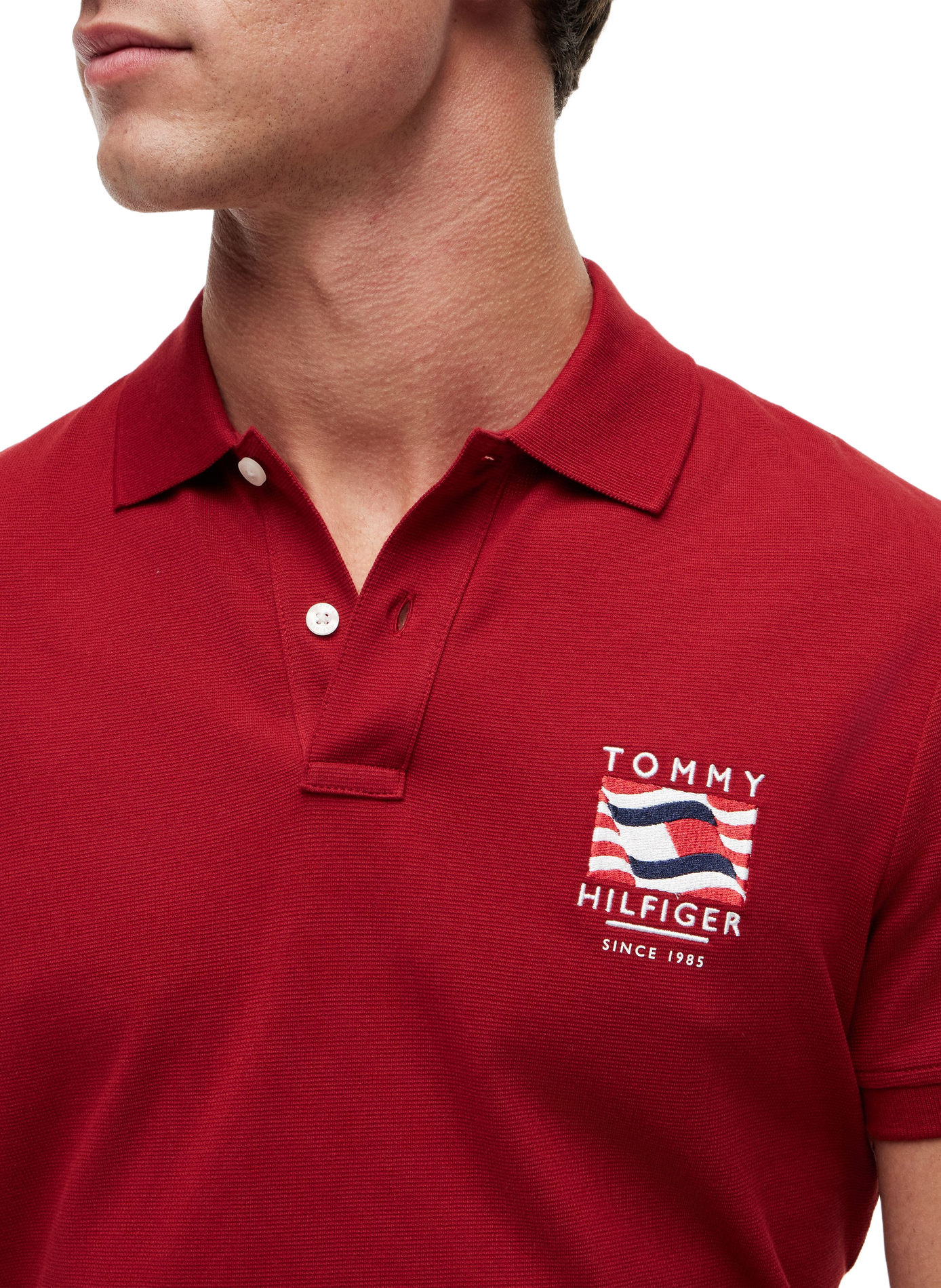 Short-sleeved cotton polo with logo TOMMY HILFIGER Red