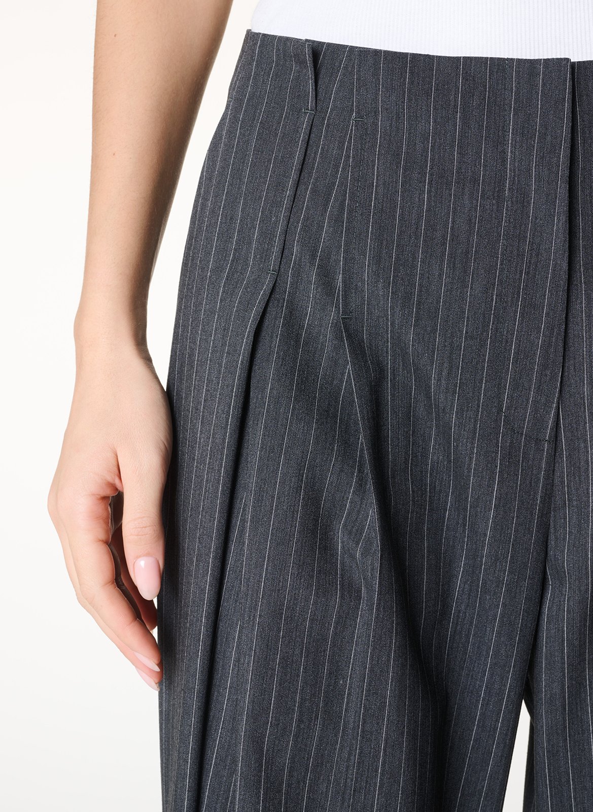 Pantalon droit en laine mélangée rayée kalie IRO Gris