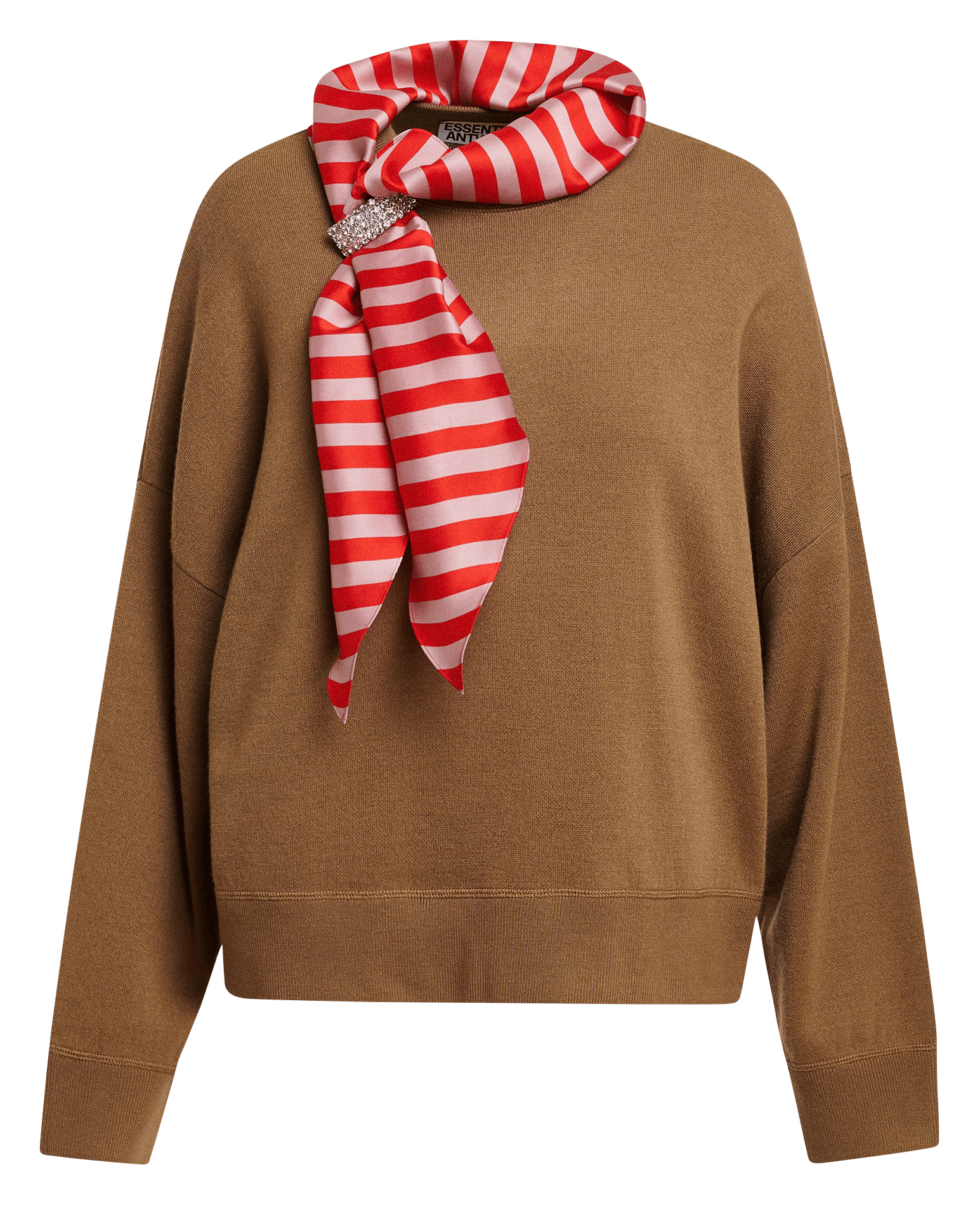 Pull ample à foulard rayé kurtis ESSENTIEL ANTWERP Marron