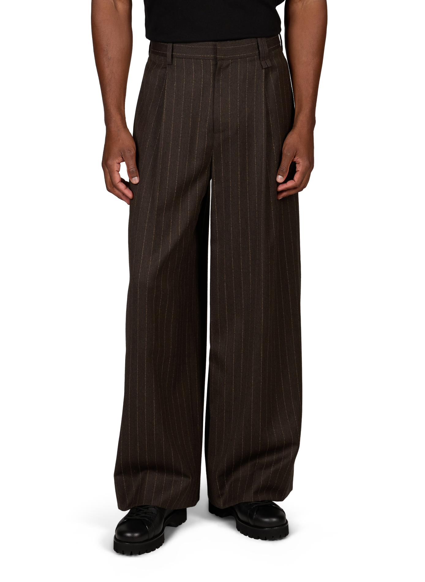 Gestreepte broek van gemengde wol. SIMONE ROCHA Bruin