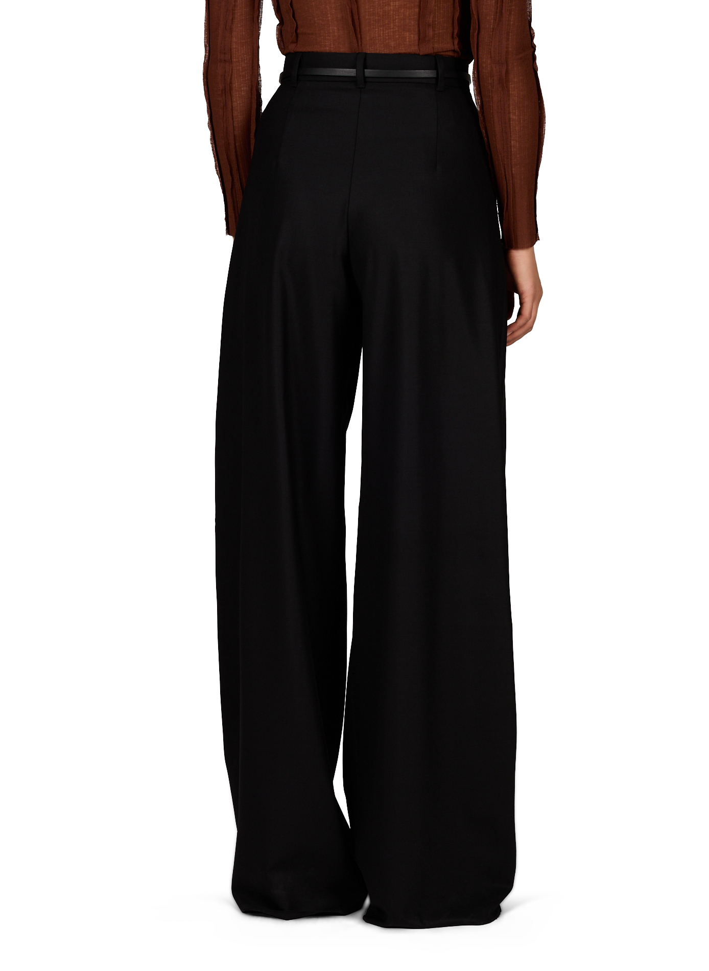 High-waisted wide-leg pants in blended wool MAX MARA STUDIO Black