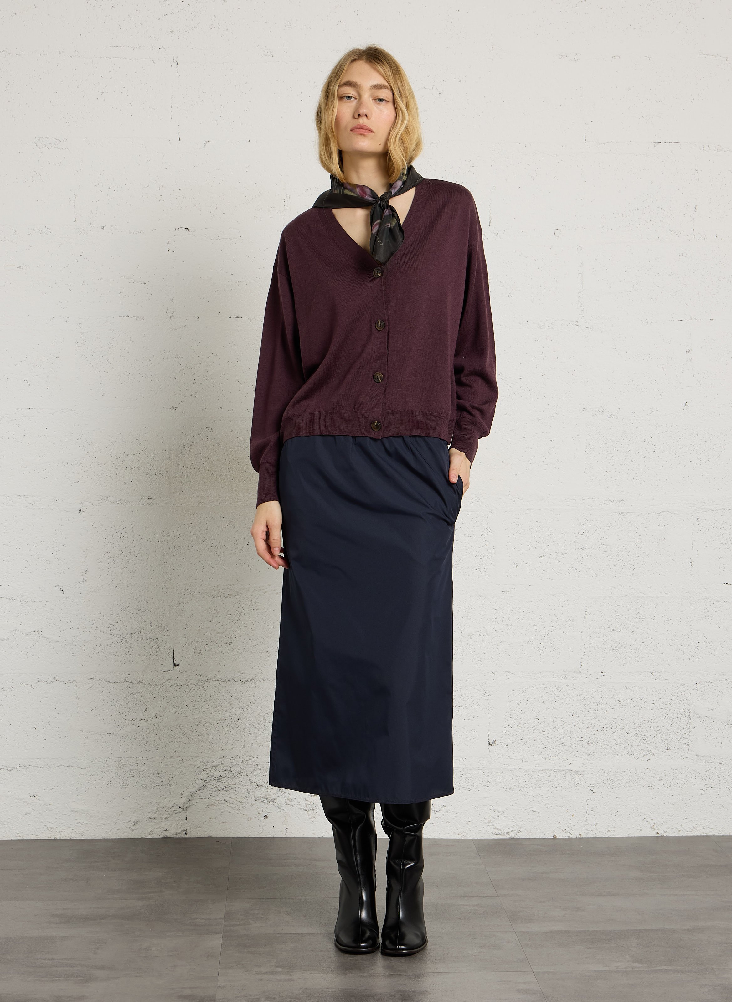 Gilet oversize col v en laine idem SOEUR Marron