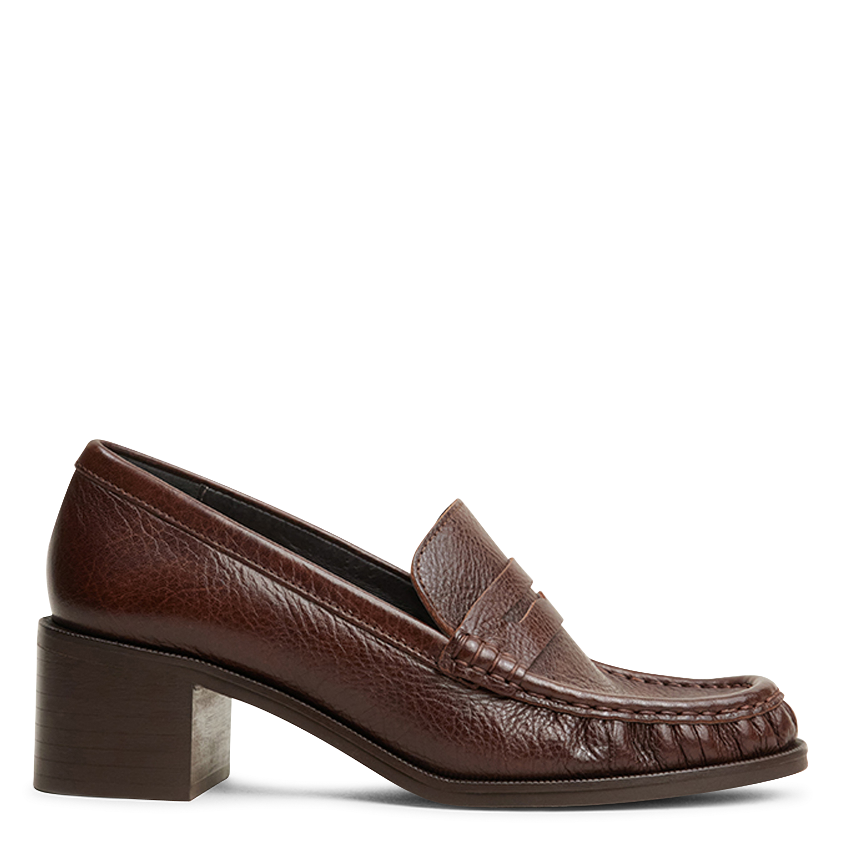 Mocassins à talons en cuir grainé delicieux JONAK Marron