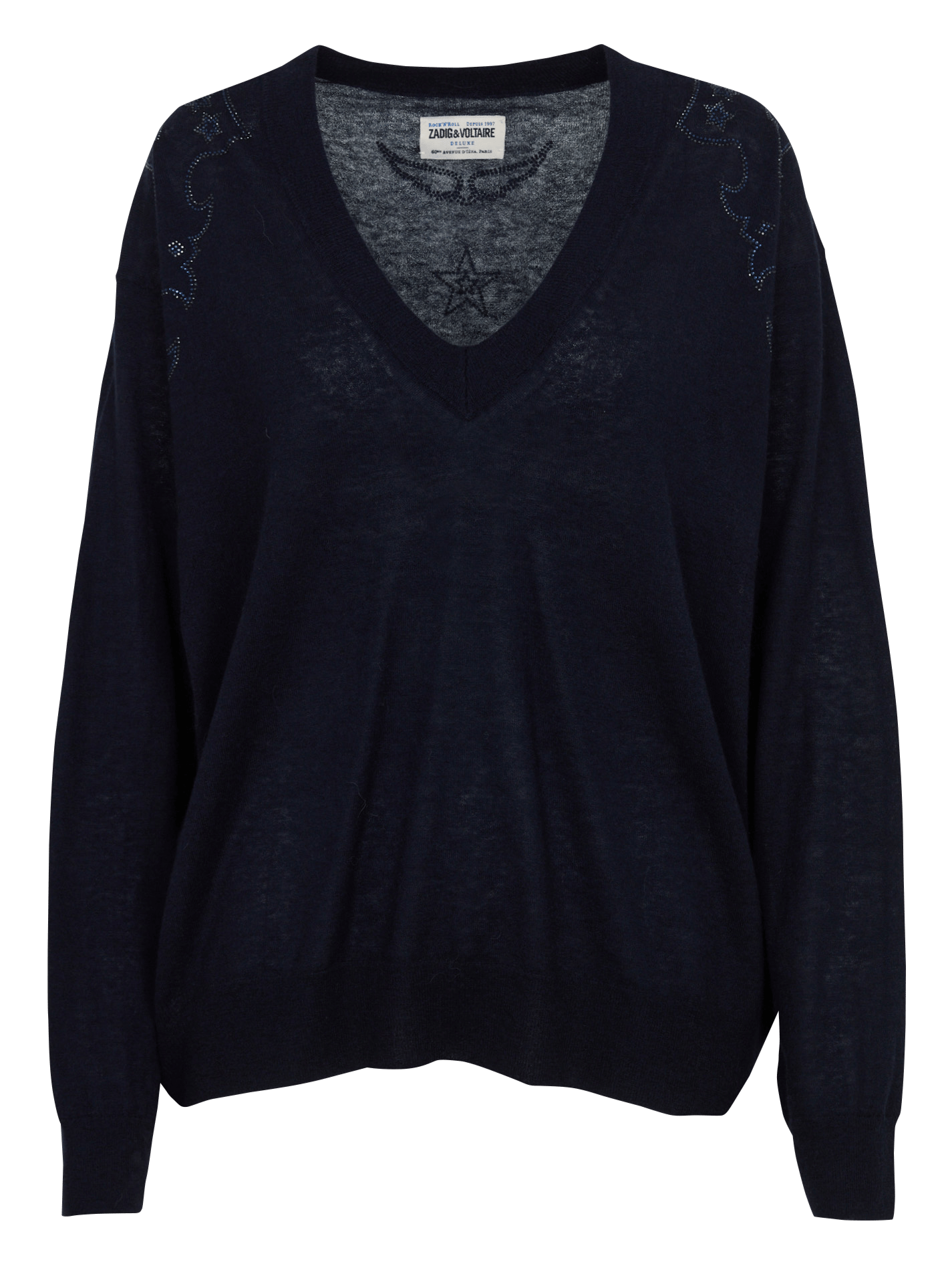 Pull ample à col v en cachemire swyny ZADIG&VOLTAIRE Bleu