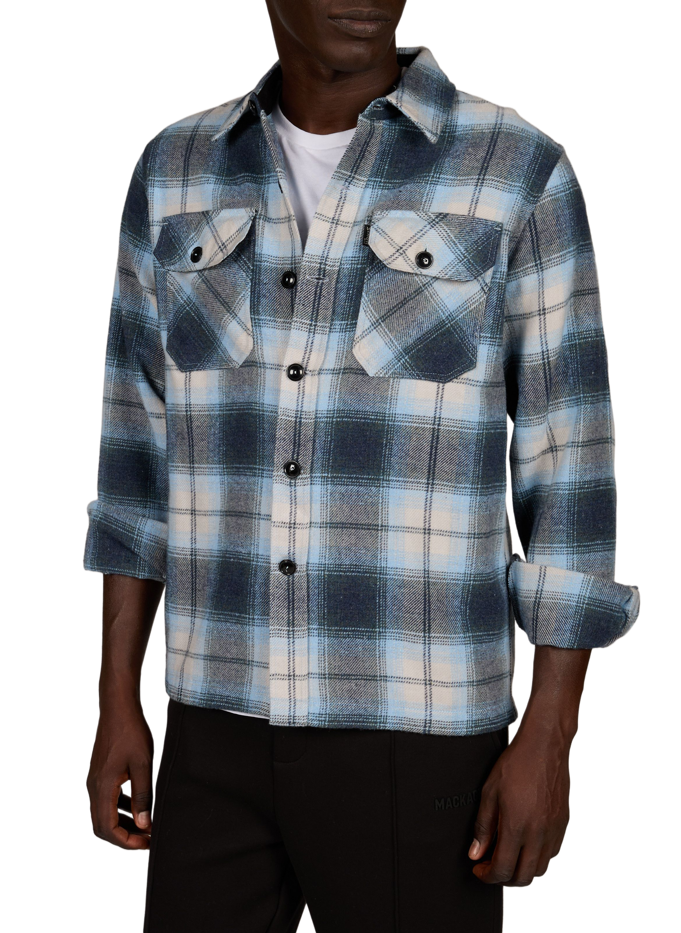 Shirt with classic plaid collar SCHOTT Blue