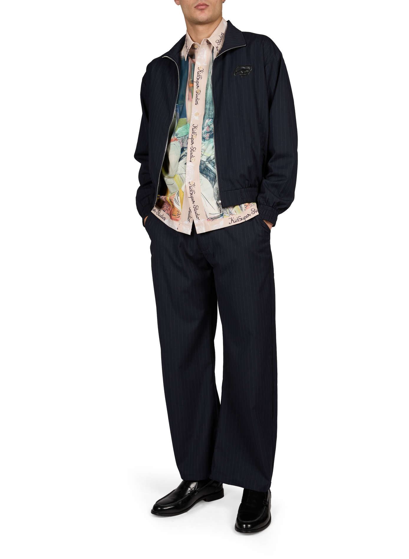 Straight striped jacket KIDSUPER White