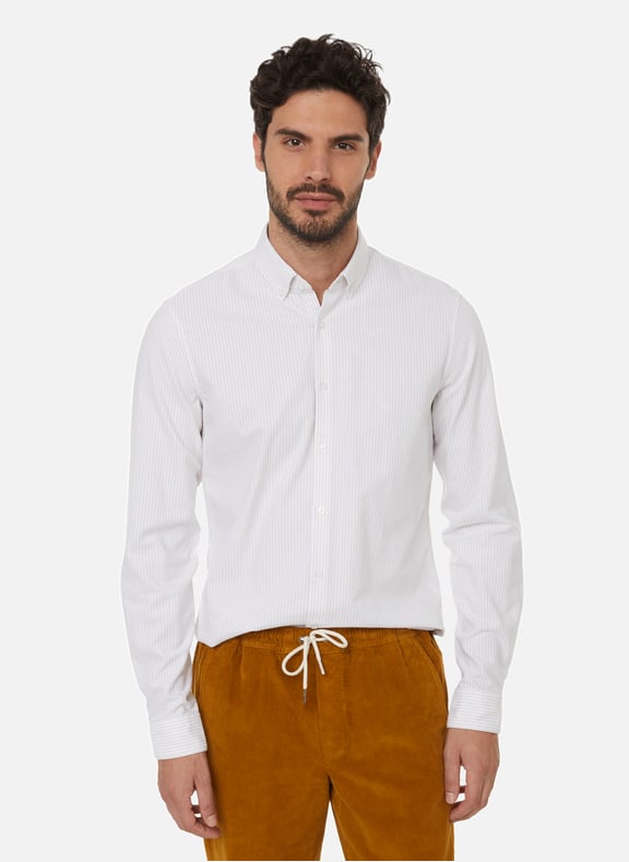 Chemise rayée en coton Beige by CALVIN KLEIN CALVIN KLEIN Chemise rayée en coton Beige