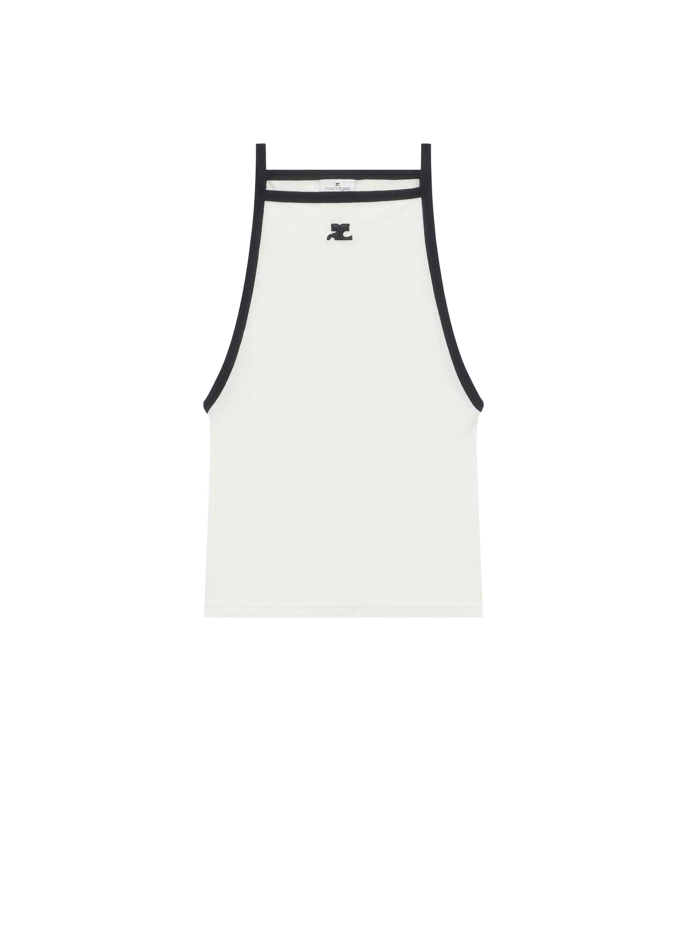 COURRÈGES Top à logo en coton Bleu