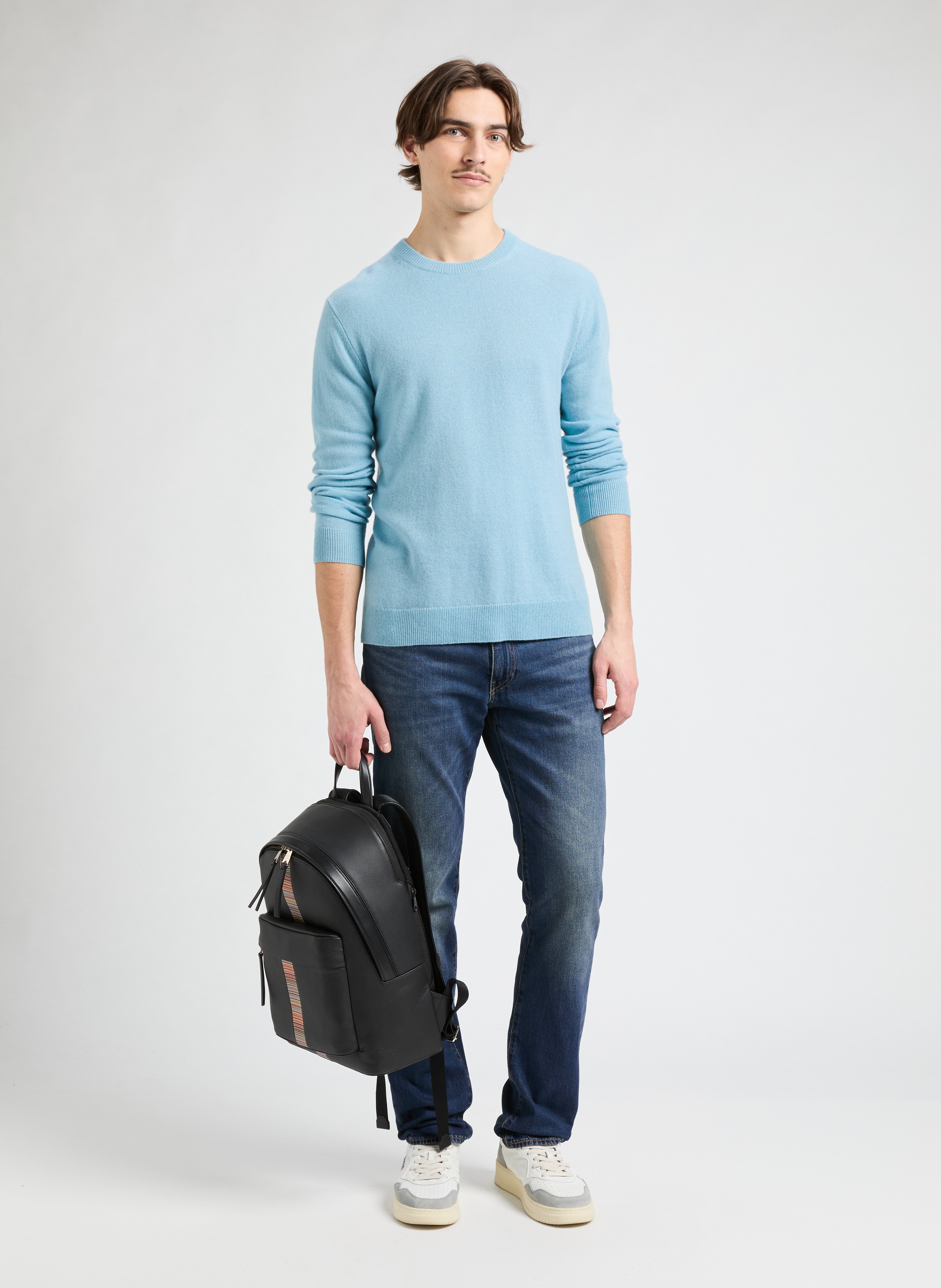 Leather backpack with Artist Stripe band PAUL SMITH Black