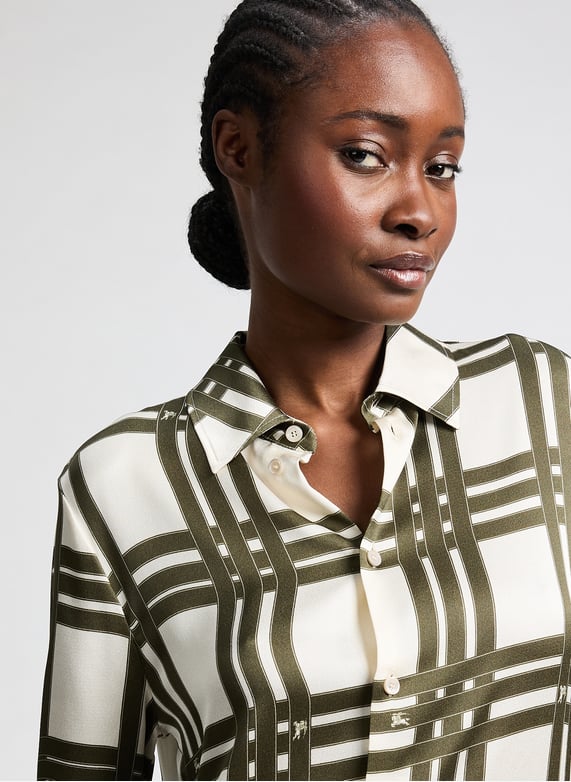 Robe midi à carreaux en soie | Multicolore by BURBERRY Robe midi à carreaux en soie Multicolore