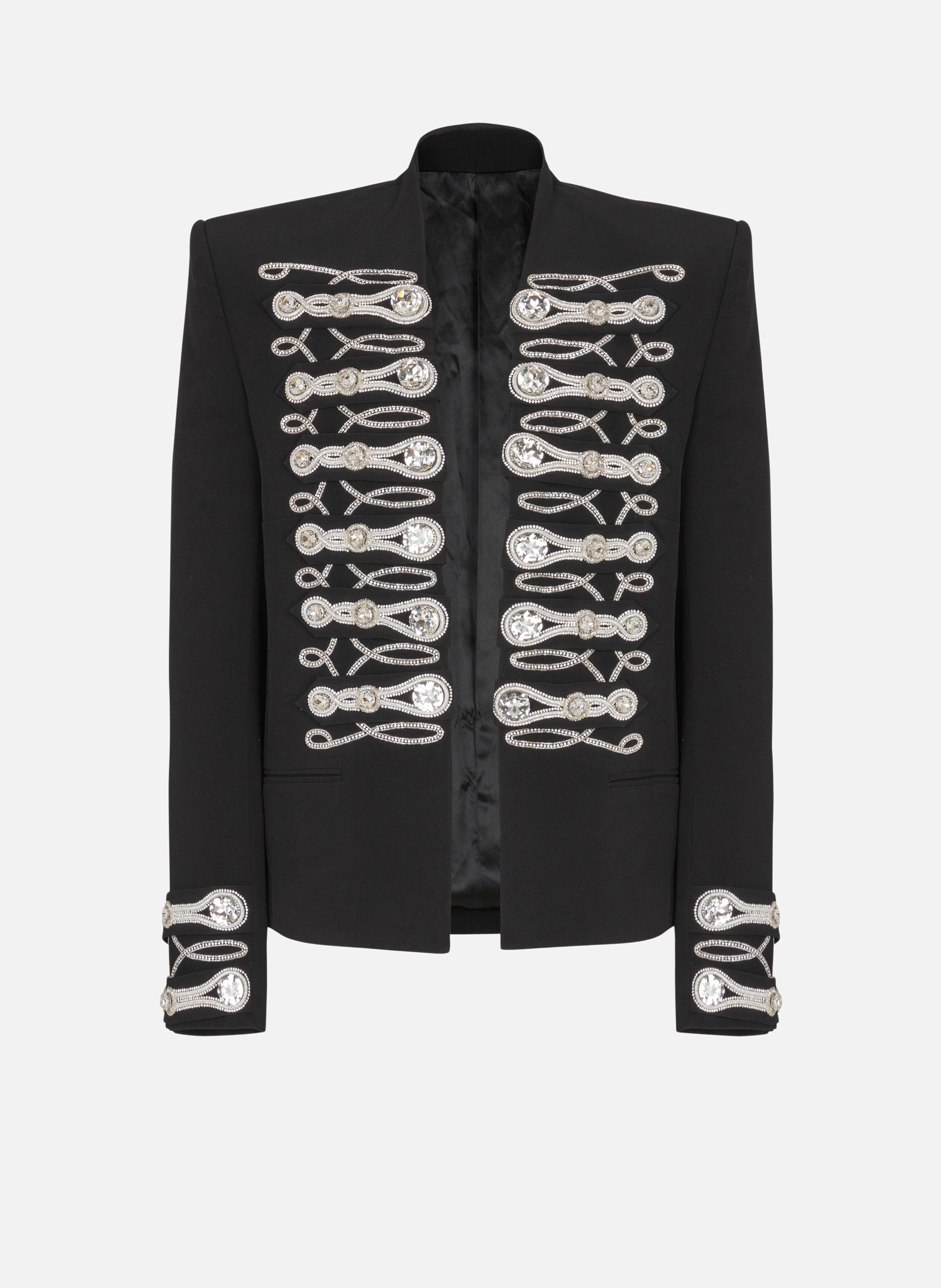 Spencer en crêpe à brandebourgs brodés BALMAIN Noir